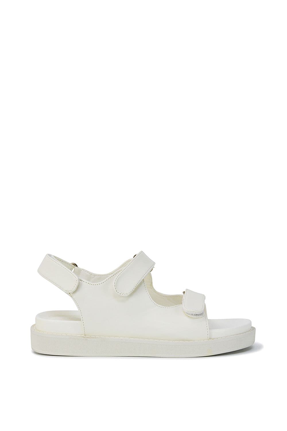 XY London Women's 'Asher' Double Strap Flat Platform Heel Dad Sandals in White | Size: 3