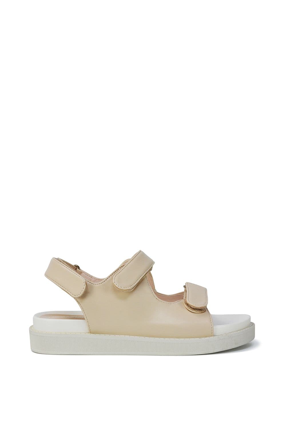 XY London Women's 'Asher' Double Strap Flat Platform Heel Dad Sandals in Natural | Size: 7