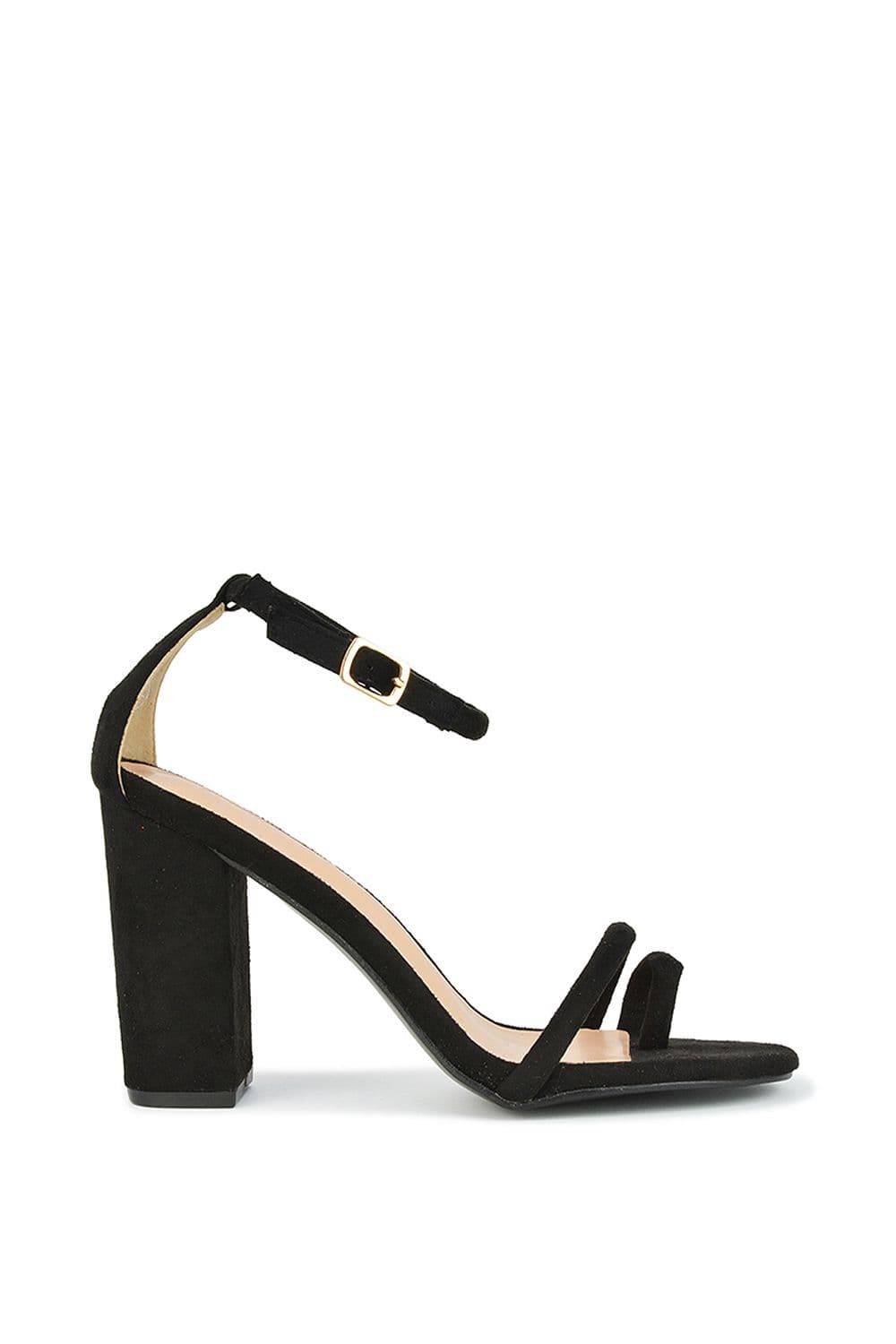 XY London Women's 'Liana' Strappy High Block Heel Sandals in Black | Size: 6