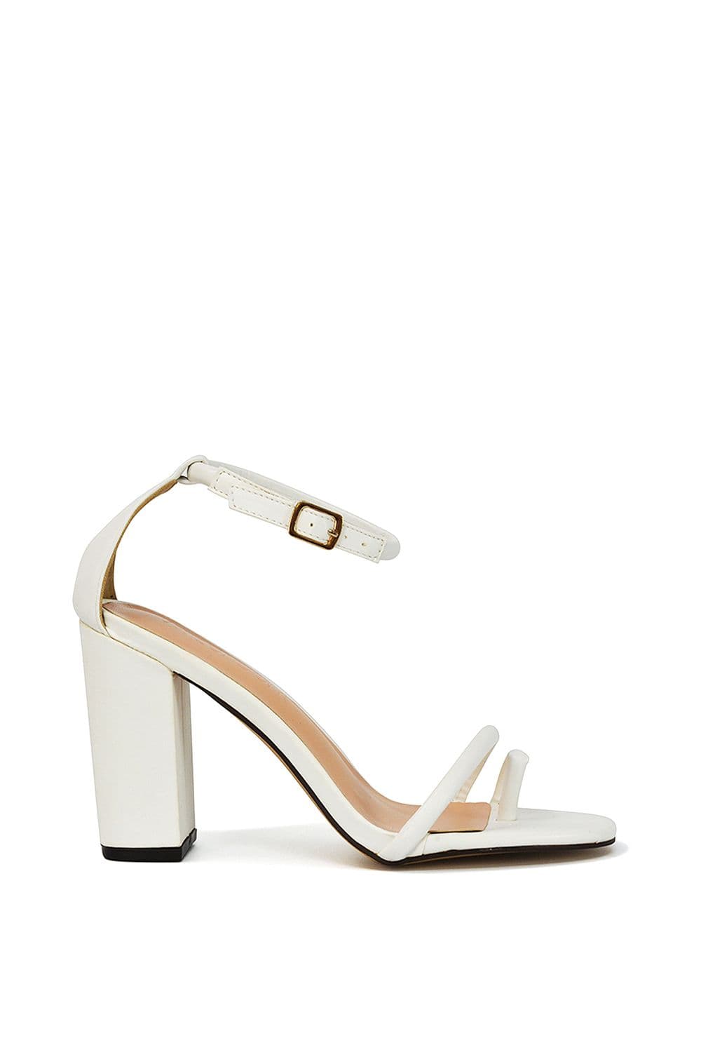 XY London Women's 'Liana' Strappy High Block Heel Sandals in White | Size: 7