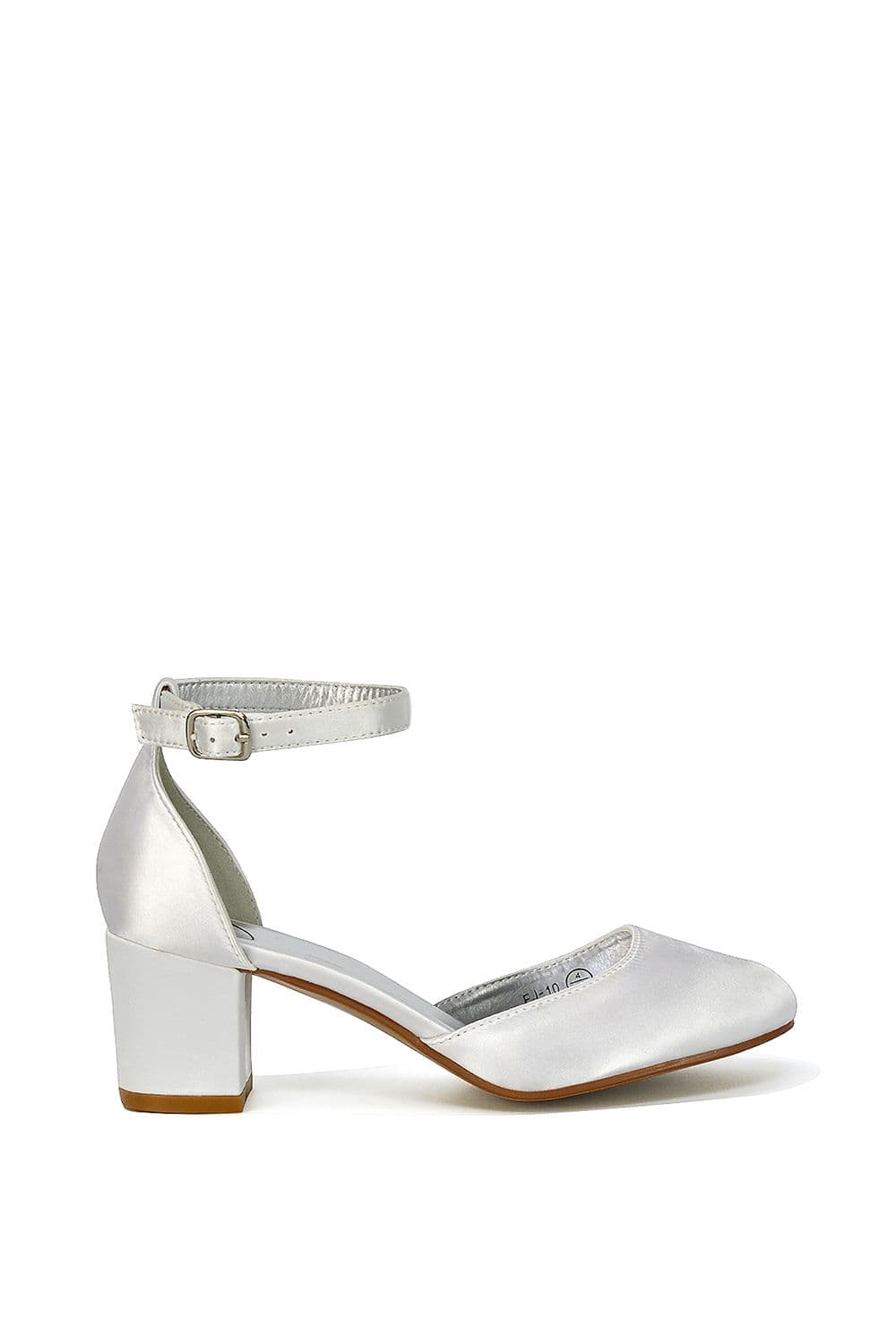 XY London Women's 'Billie-May' Chunky Strappy Mid Block High Heels Court Shoes in White | Size: 6