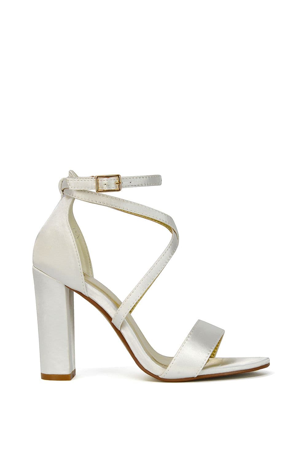 XY London Women's 'Briella' Strappy Sandals With High Block Heels in Ivory | Size: 7