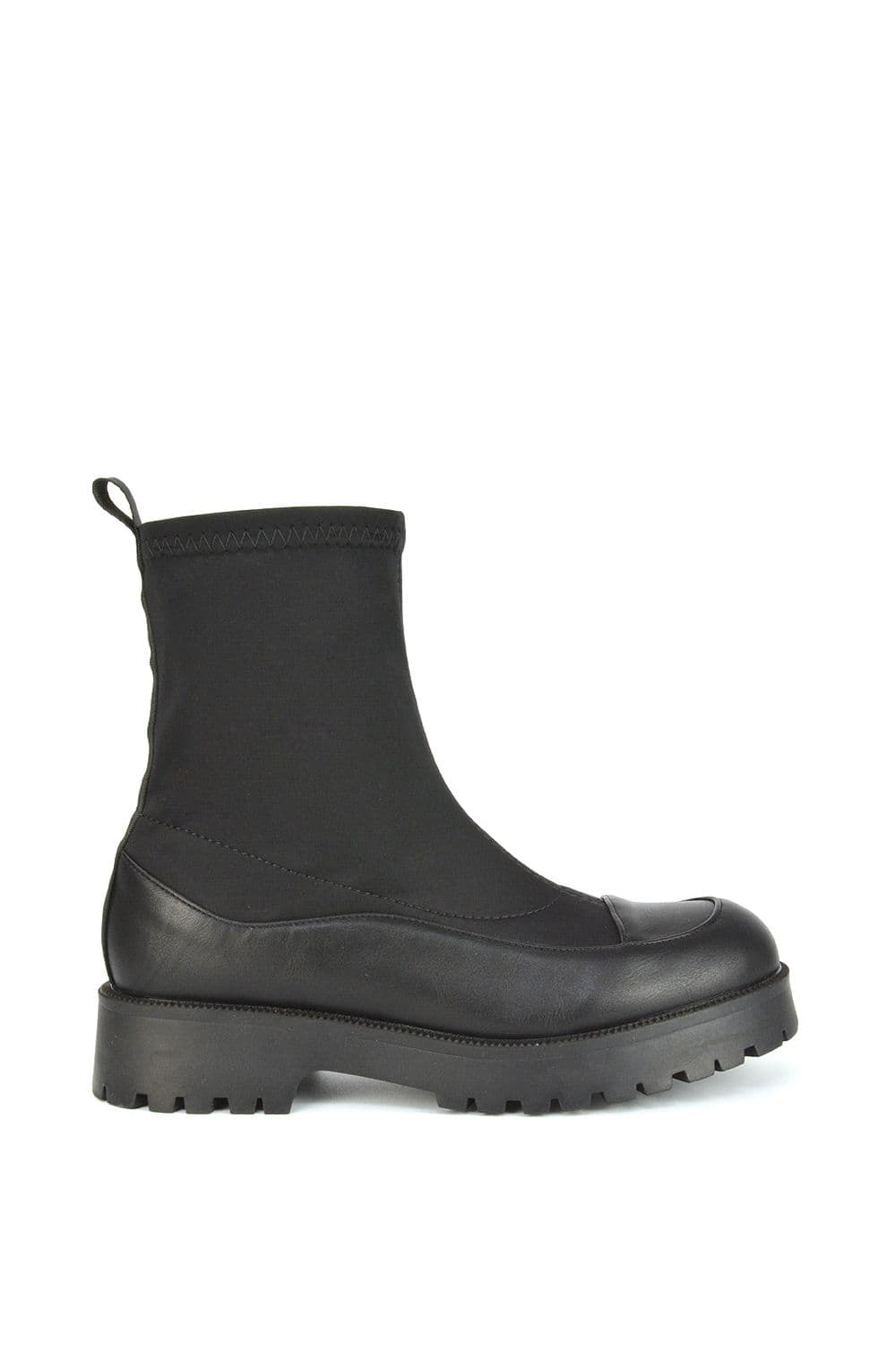 XY London Women's 'Kerry' Sock Ankle Boots Flat Biker Booties in Black | Size: 4