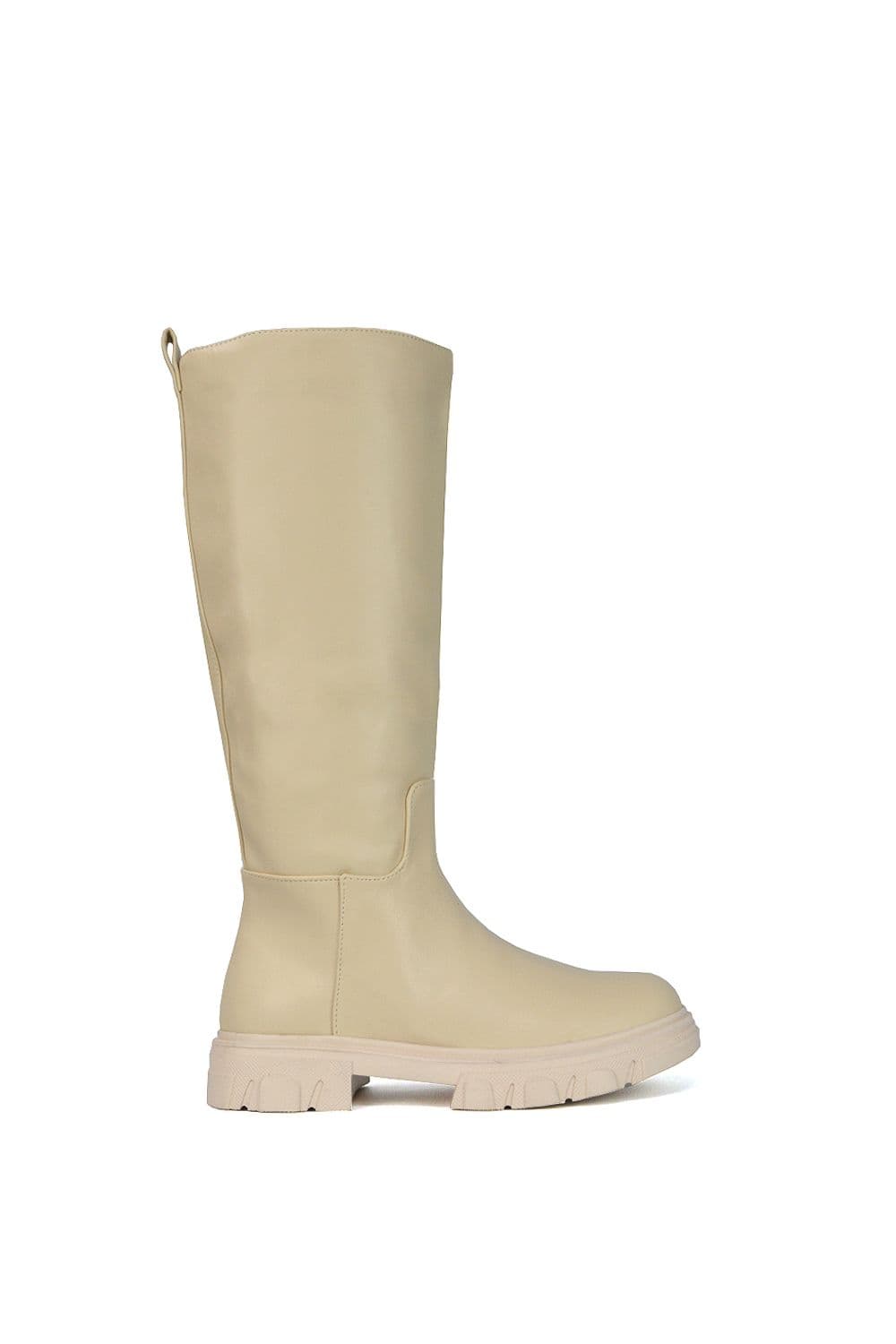 XY London Women's 'Lainey' Mid Calf High Biker Boots in Nude | Size: 7