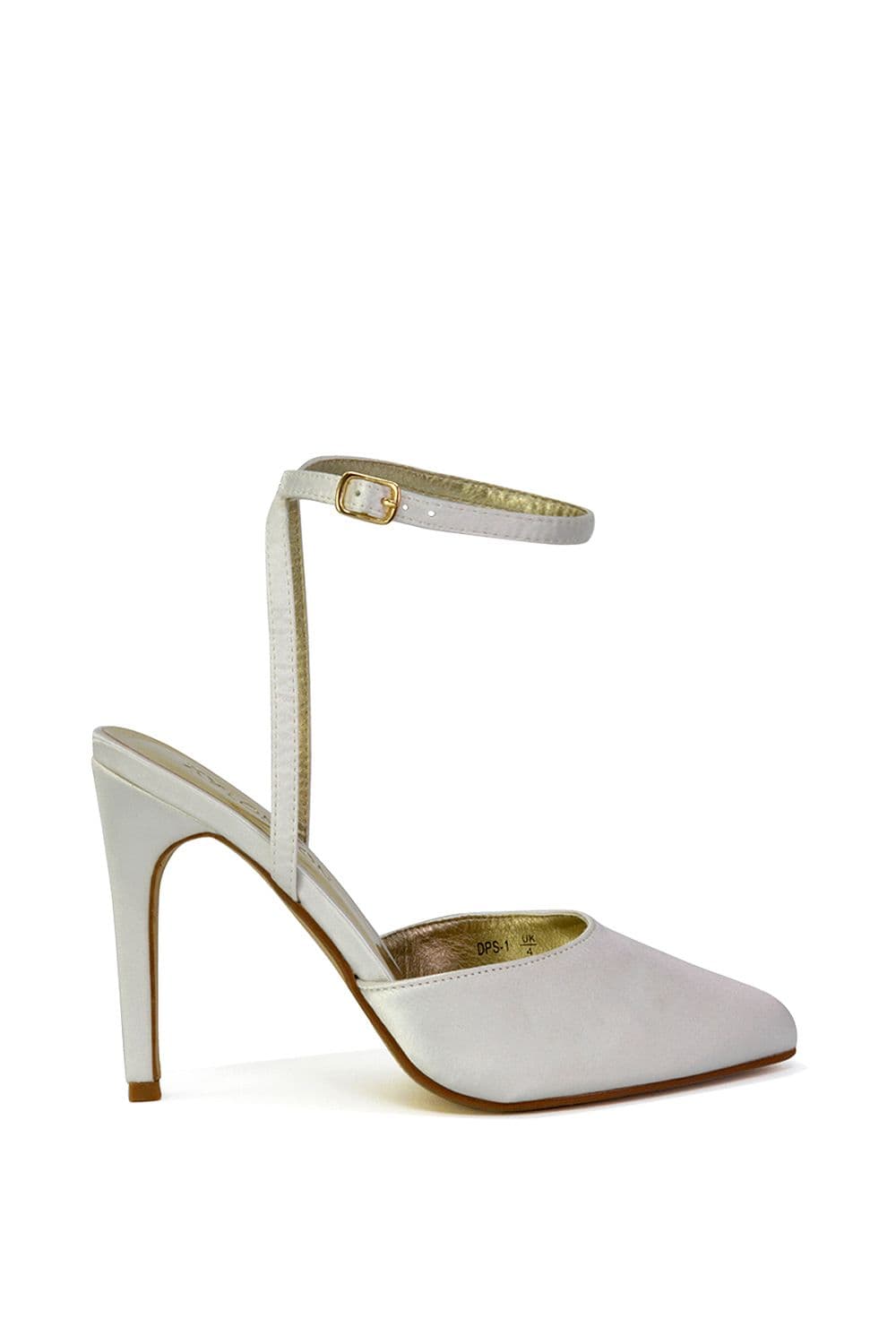 XY London Women's 'Liliane' 2 Part Pointed Toe Satin Shoes Stiletto Heel in Ivory | Size: 7