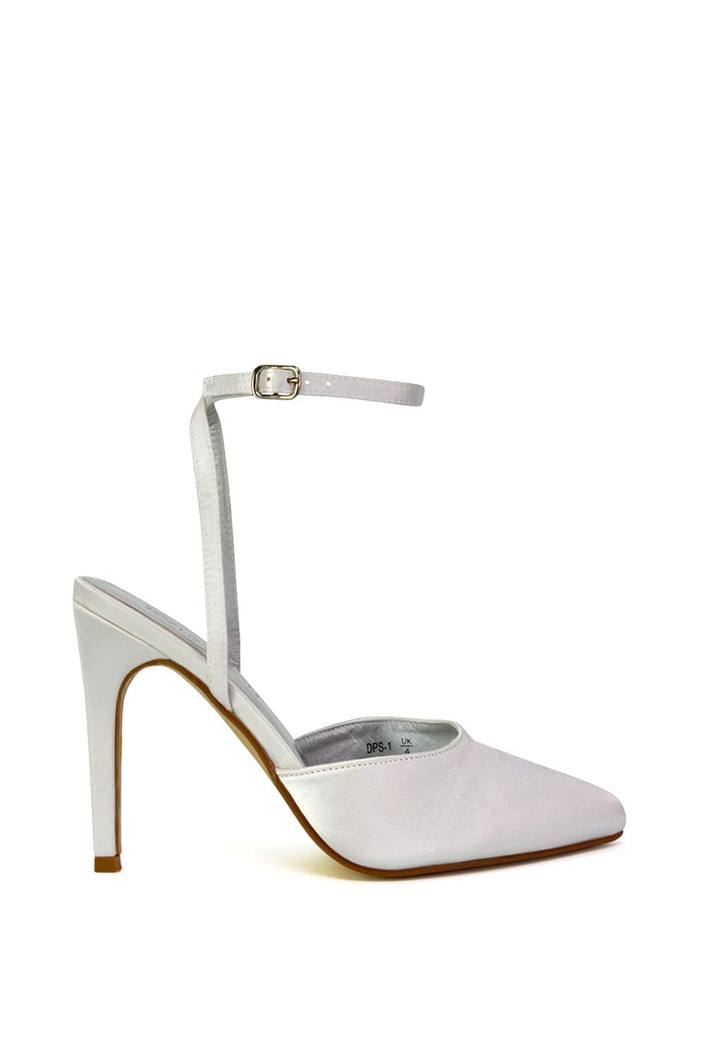 XY London Women's 'Liliane' 2 Part Pointed Toe Satin Shoes Stiletto Heel in White | Size: 4