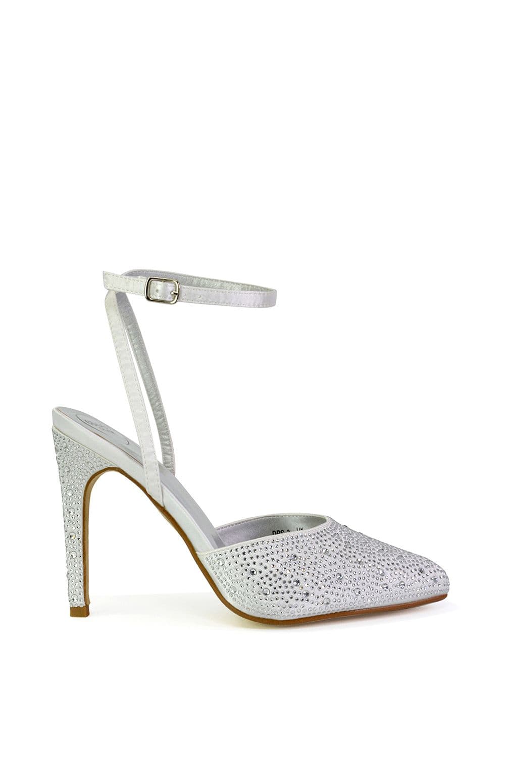 XY London Women's 'Indyah' Diamante 2 Part Shoes Ankle Strap Stiletto High in White | Size: 5