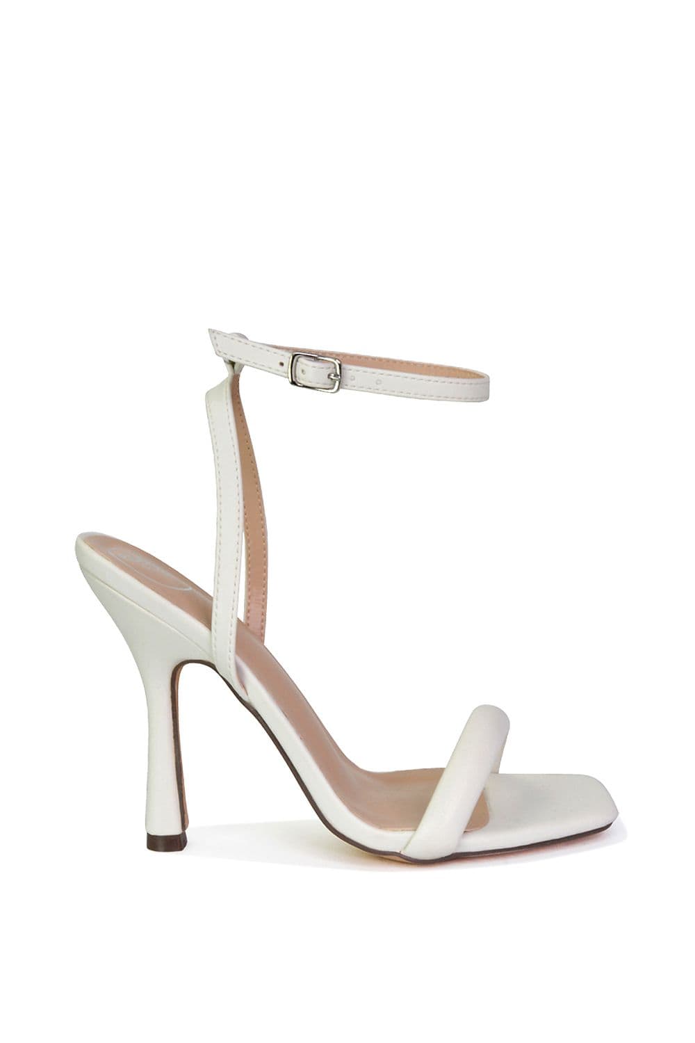 XY London Women's 'Greta' Strappy Square Toe Barely There Stiletto High Heels in White | Size: 7