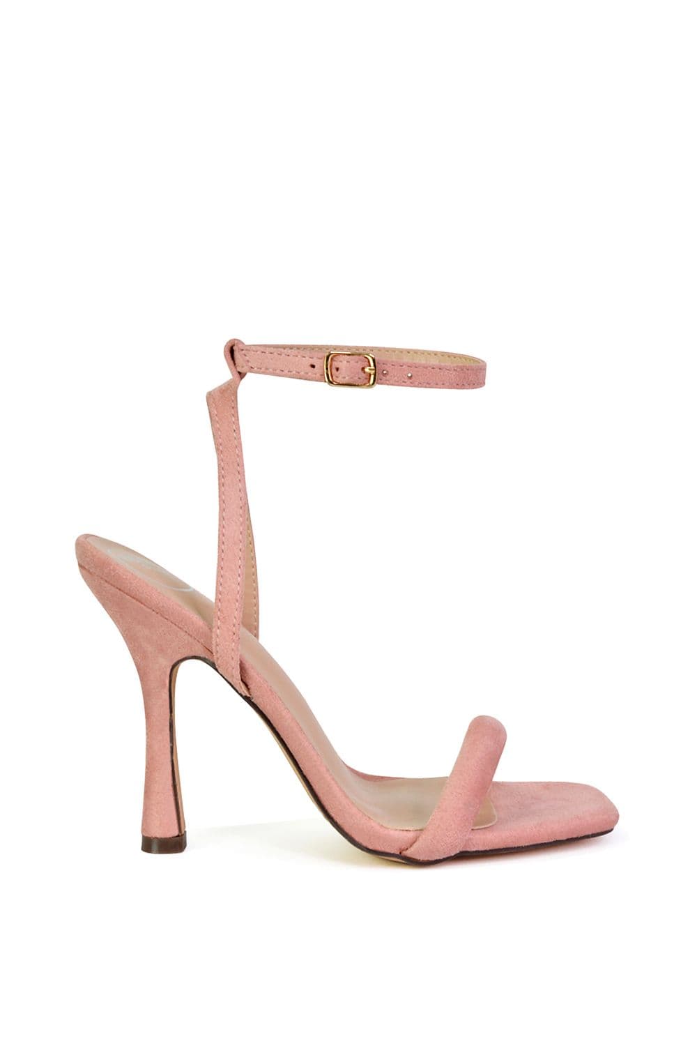 XY London Women's 'Greta' Strappy Square Toe Barely There Stiletto High Heels in Pink | Size: 7