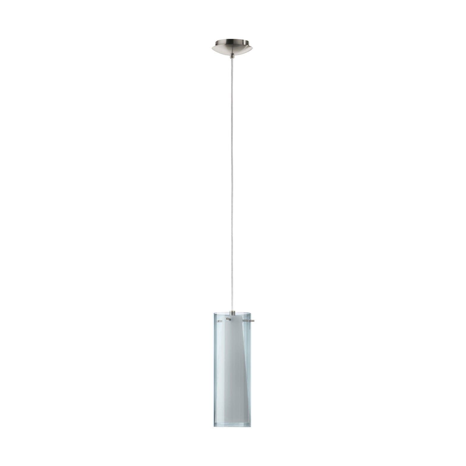 Pendant Ceiling Light Satin Nickel White Smoked Opal Matt Bulb E27 1x60W