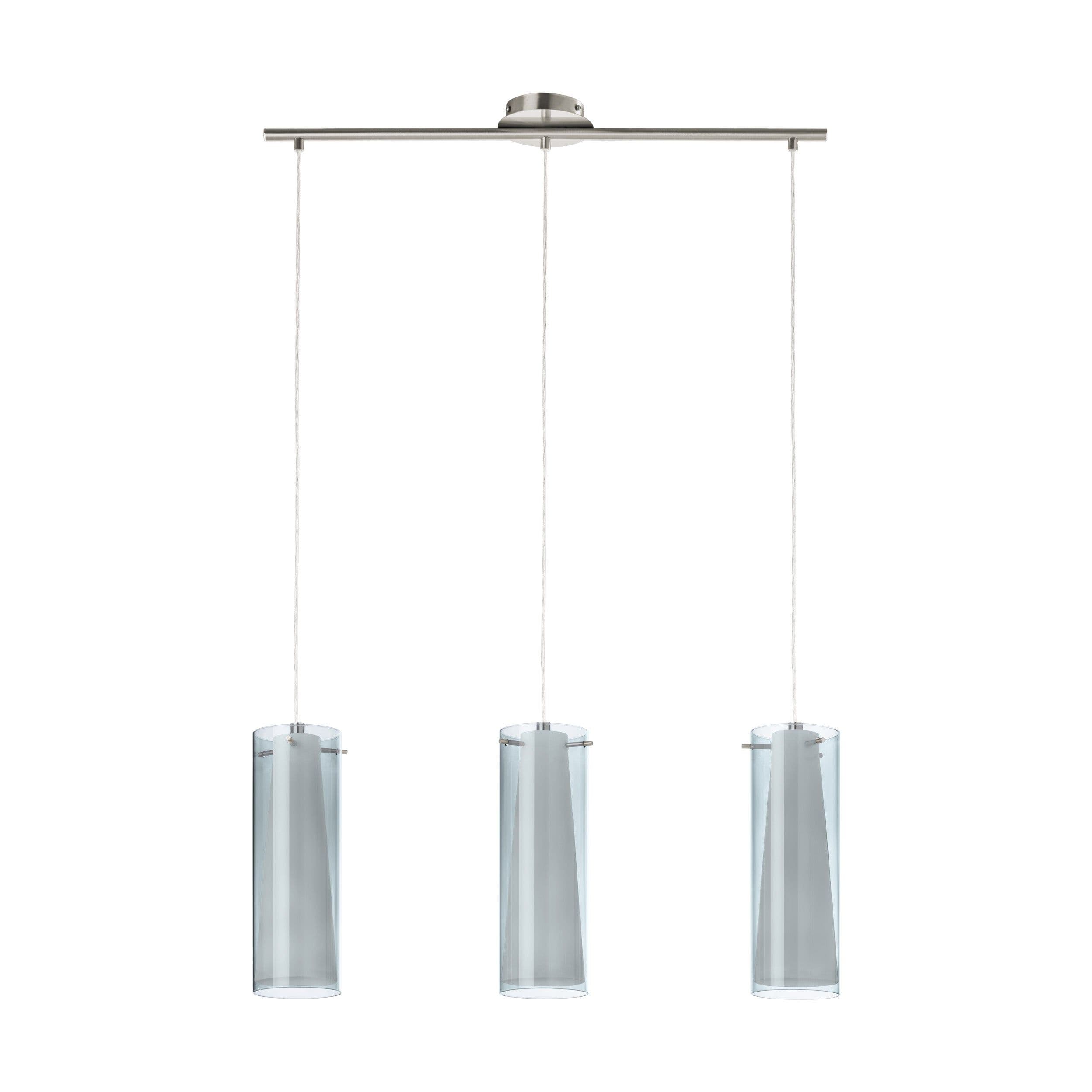 Pendant Light Satin Nickel Black White Smoked Glass Opal Matt Bulb E27 3x60W