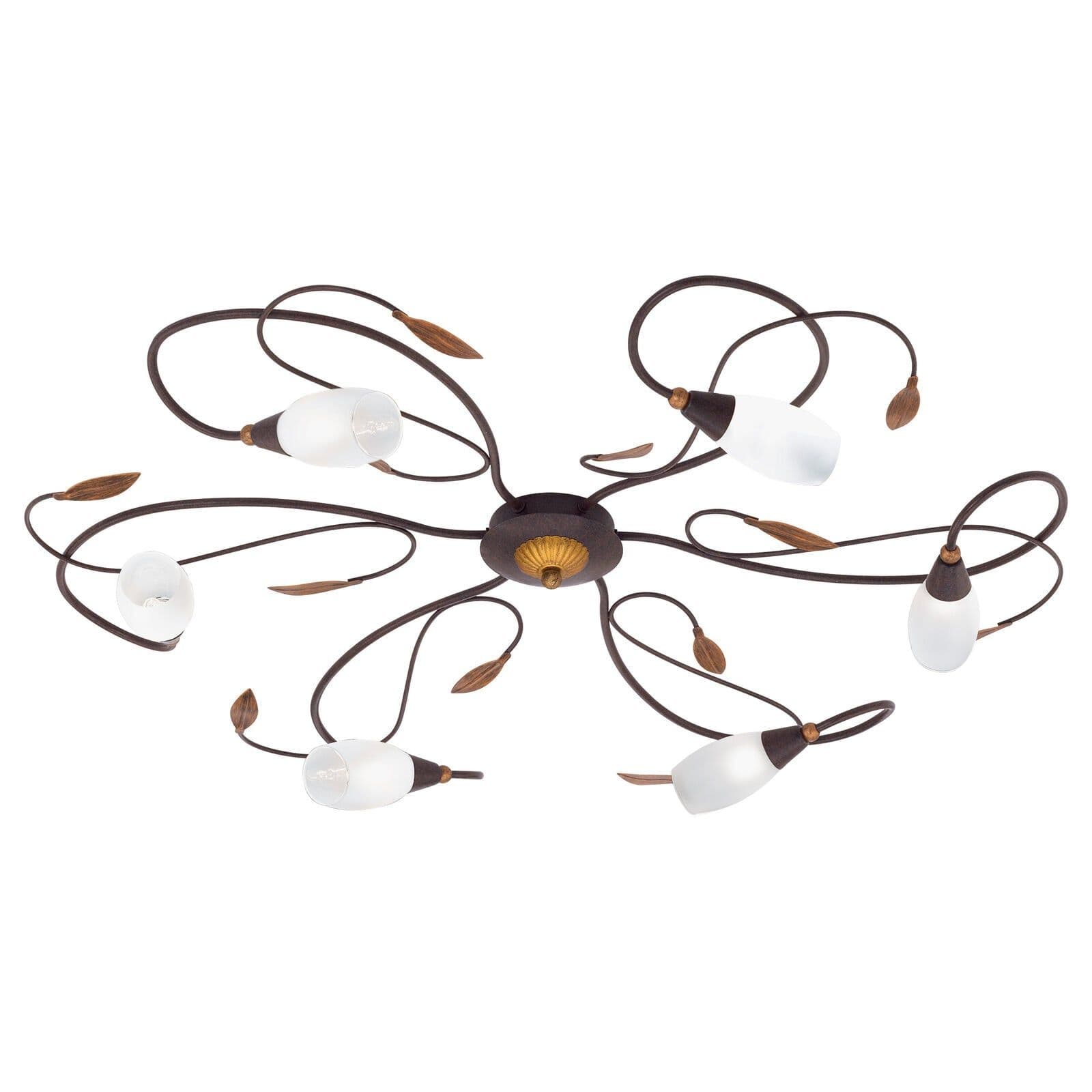 Flush Ceiling Light Antique Brown Gold Shade Satin Glass Bulb G9 6x33W