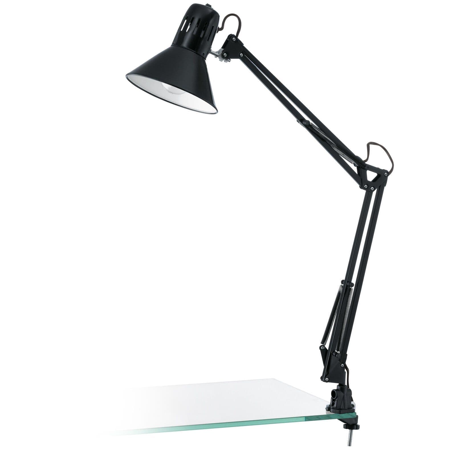 Table Desk Lamp Shiny Steel Moveable Line Switch Bulb E27 1x40W