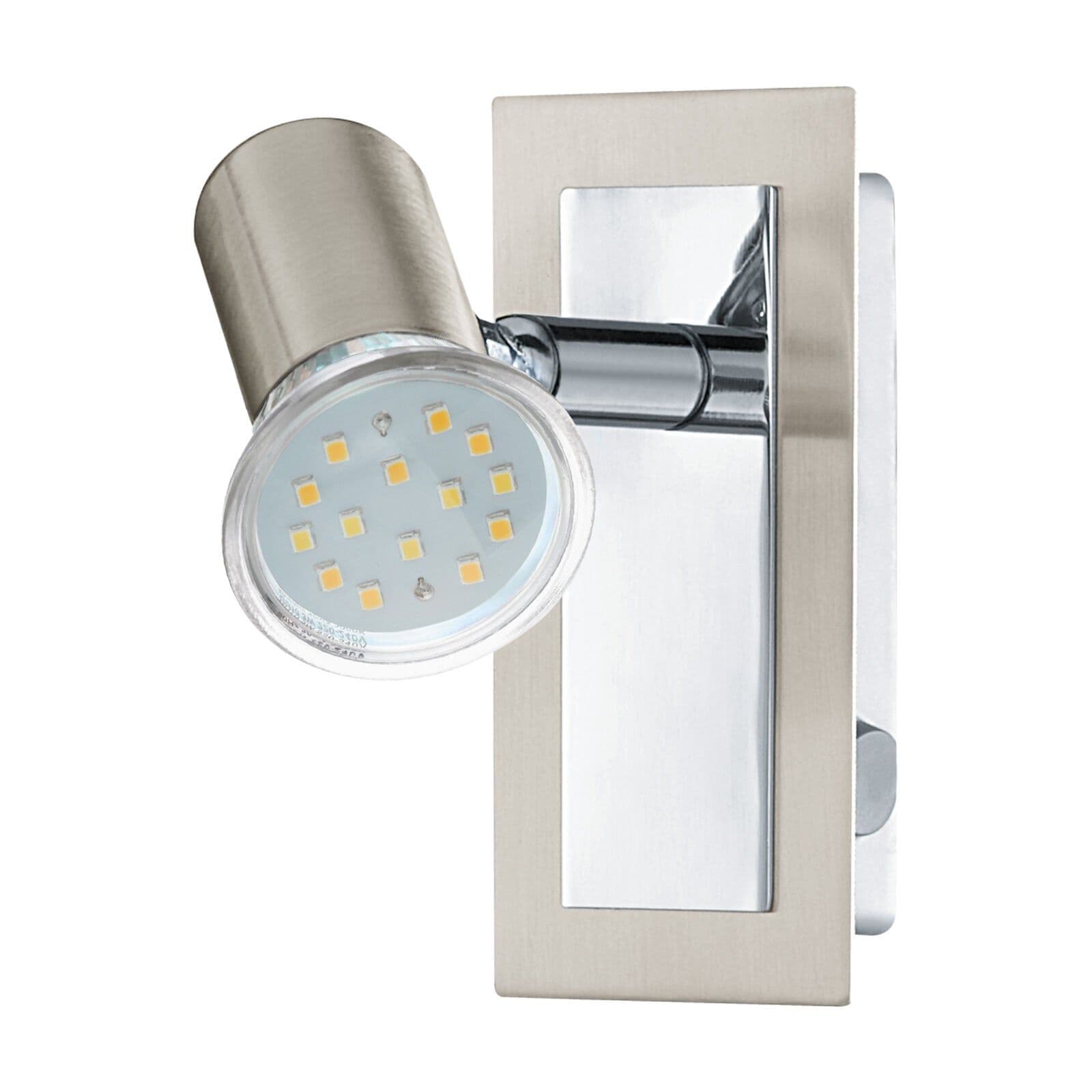 Wall Light Satin Nickel Chrome Plated Rocker Switch Bulb GU10 1x5W