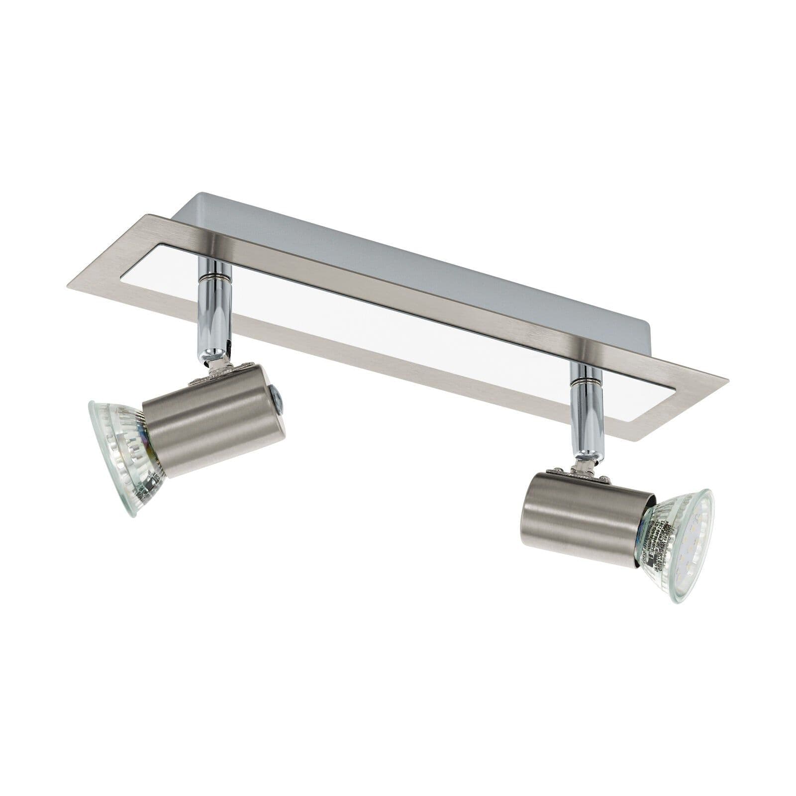 Wall 2 Spot Lights Satin Nickel Chrome Plated Bulb GU10 2x5W Included