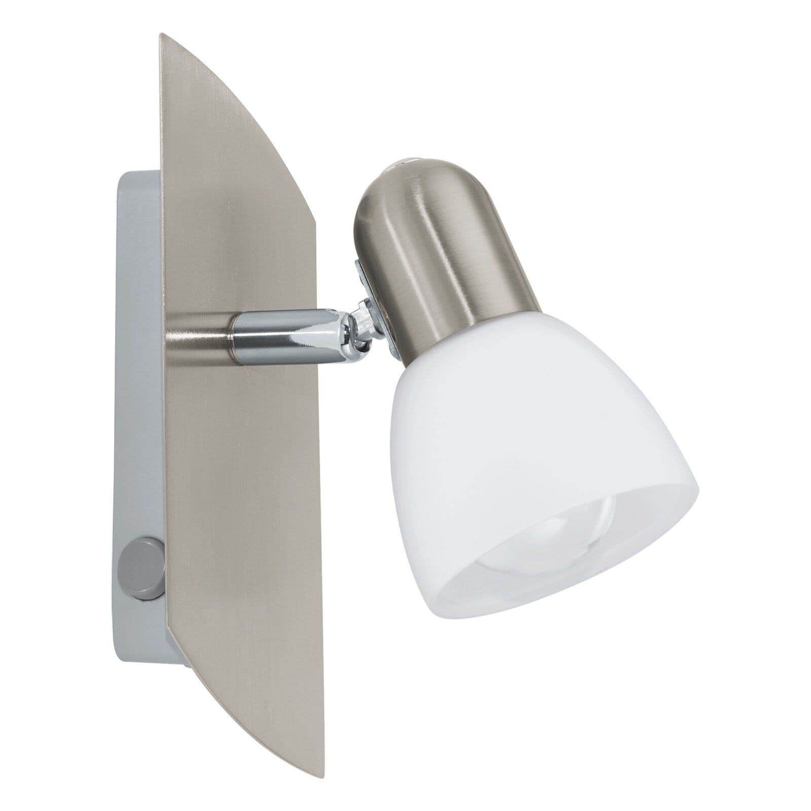 Wall Spot Light Satin Nickel Shade Satin Glass Bulb E14 1x25W