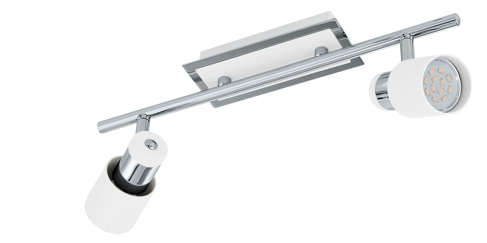 Wall 2 Spot Light Colour Chrome Plated White Steel Bulb GU10 2x5W Included