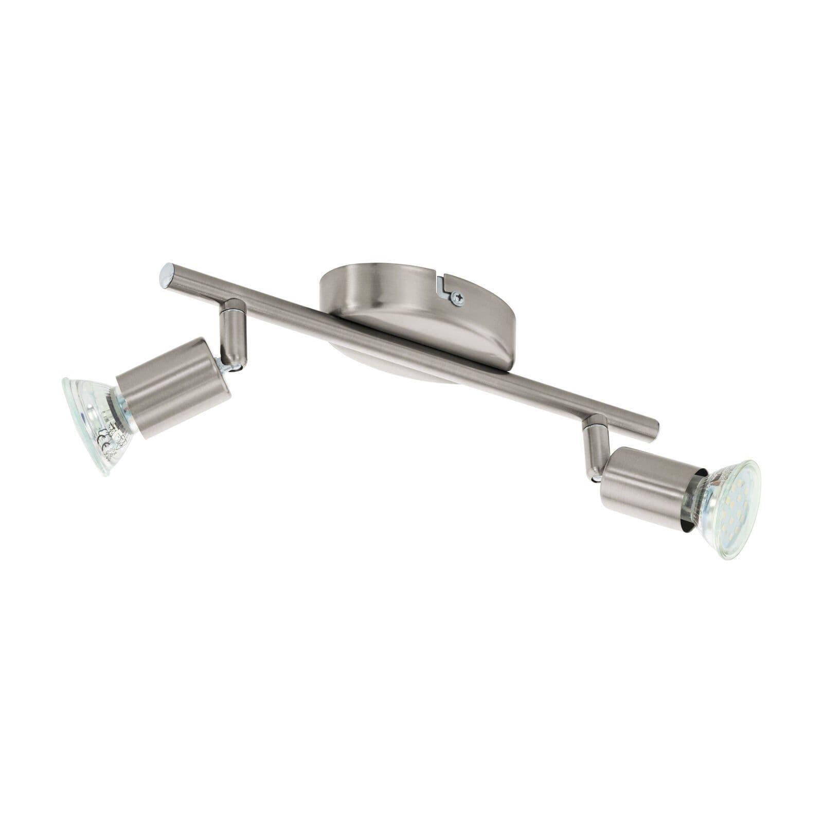 Flush 2 Spot Ceiling Light Satin Nickel Steel Bulb GU10 2x3W Included