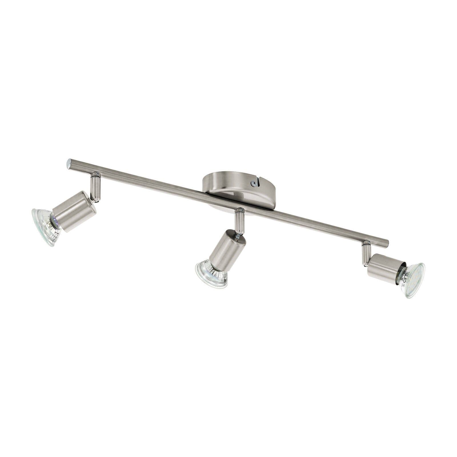Flush 3 Spot Ceiling Light Satin Nickel Steel Bulb GU10 3x3W Included