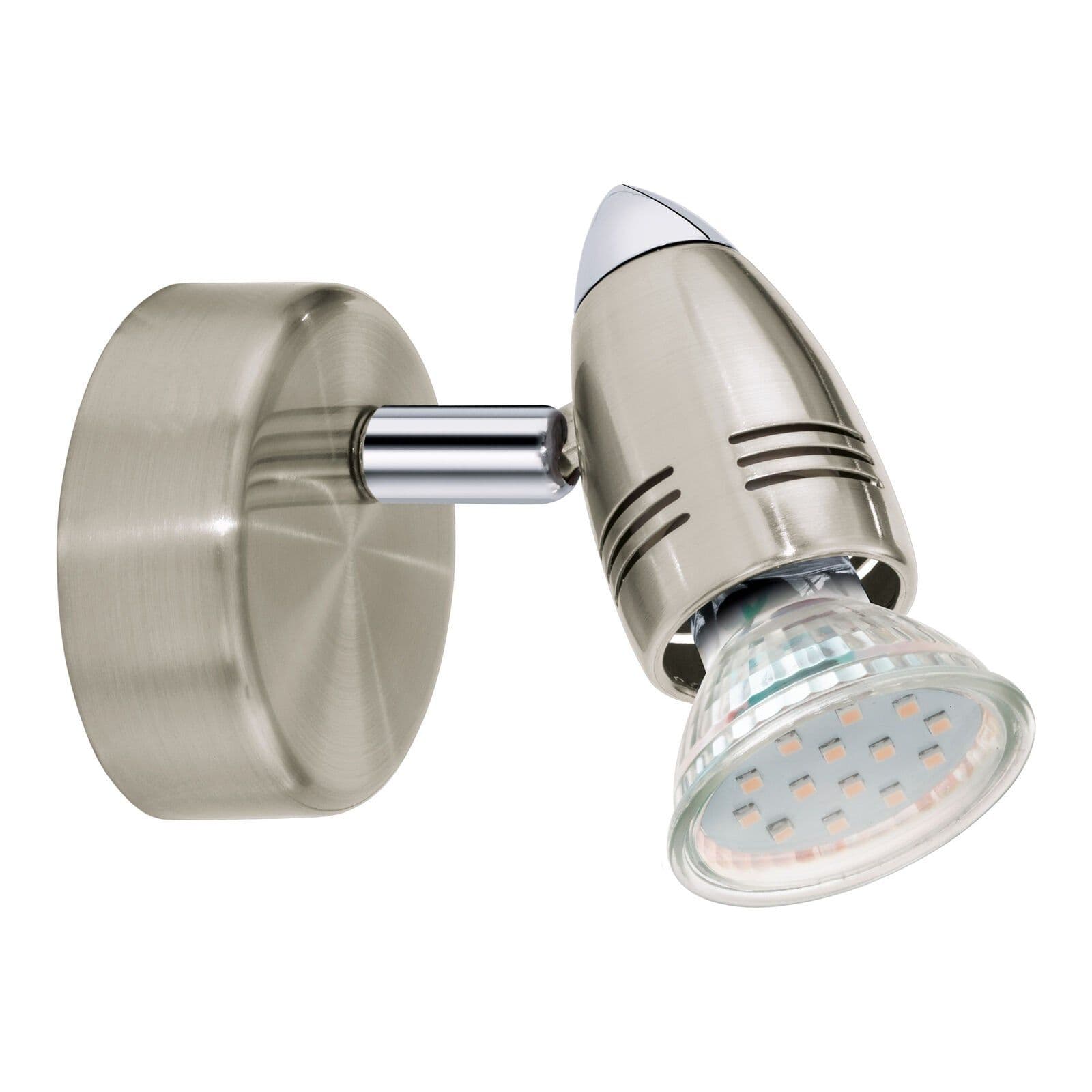 Wall 1 Spot Light Satin Nickel Chrome Plated Bulb GU10 1x3W Included