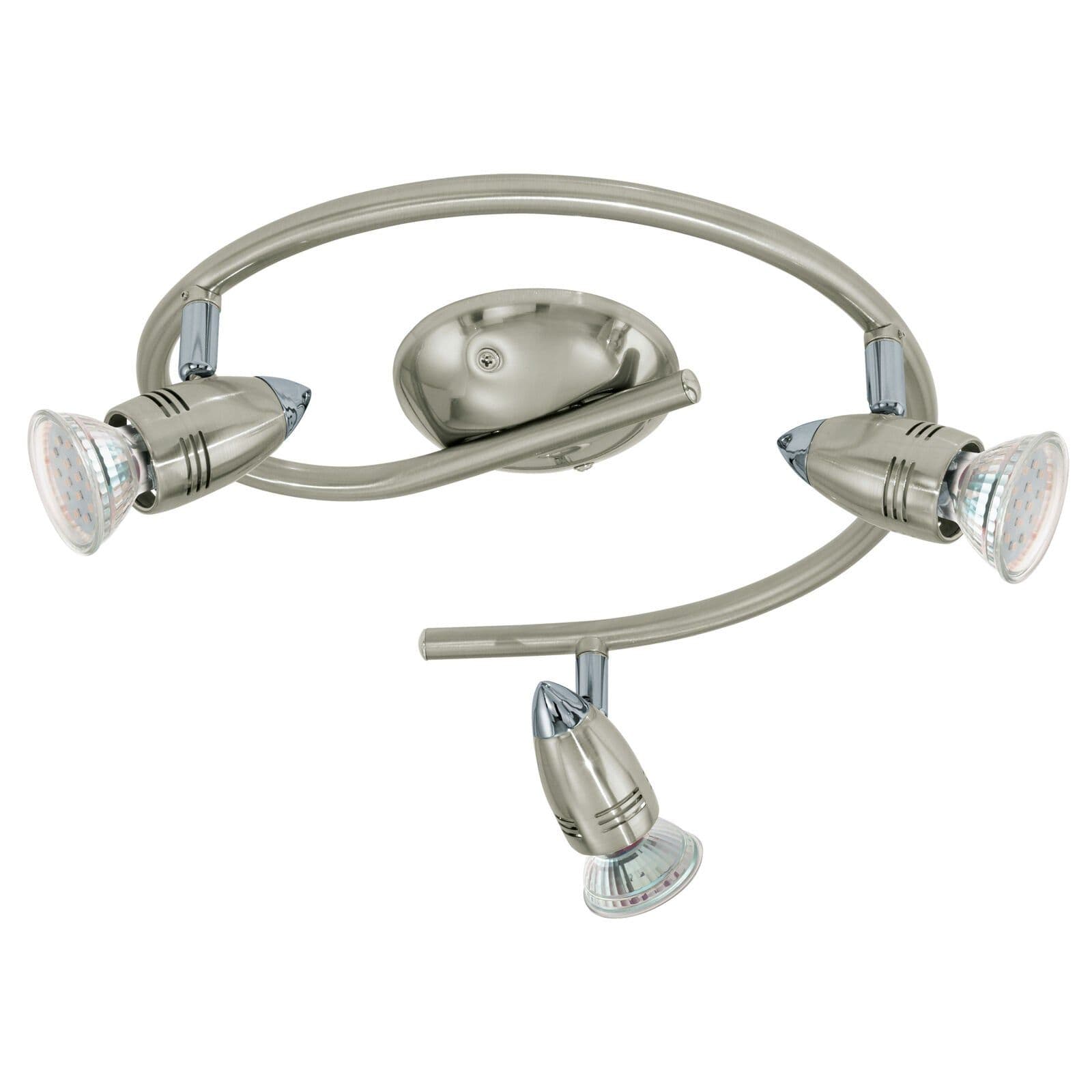 Flush Ceiling Light Satin Nickel Chrome Shade Bulb GU10 3x3W Included