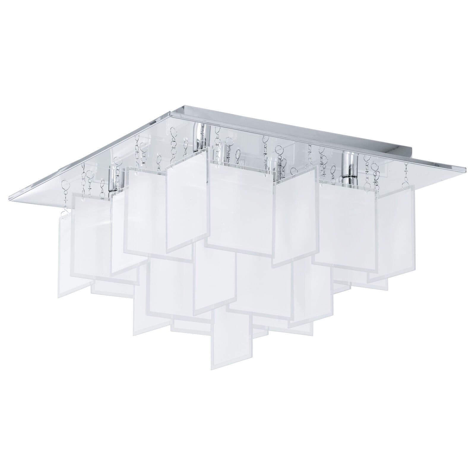 Flush Ceiling Light Chrome Shade Satin Glass Bulb G9 8x18W