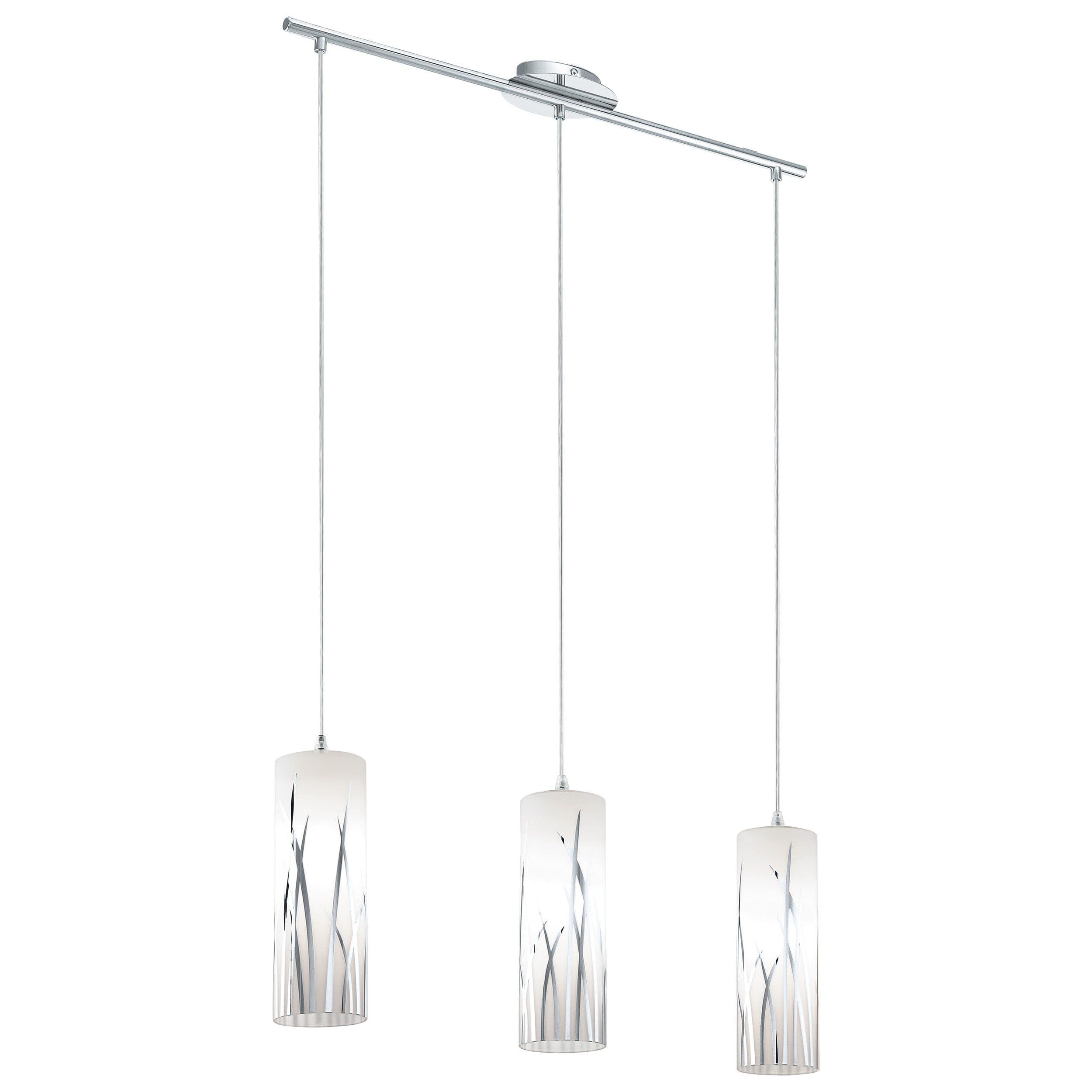 Pendant Light Chrome Shade Chrome Glass Painted Bulb E27 3x60W