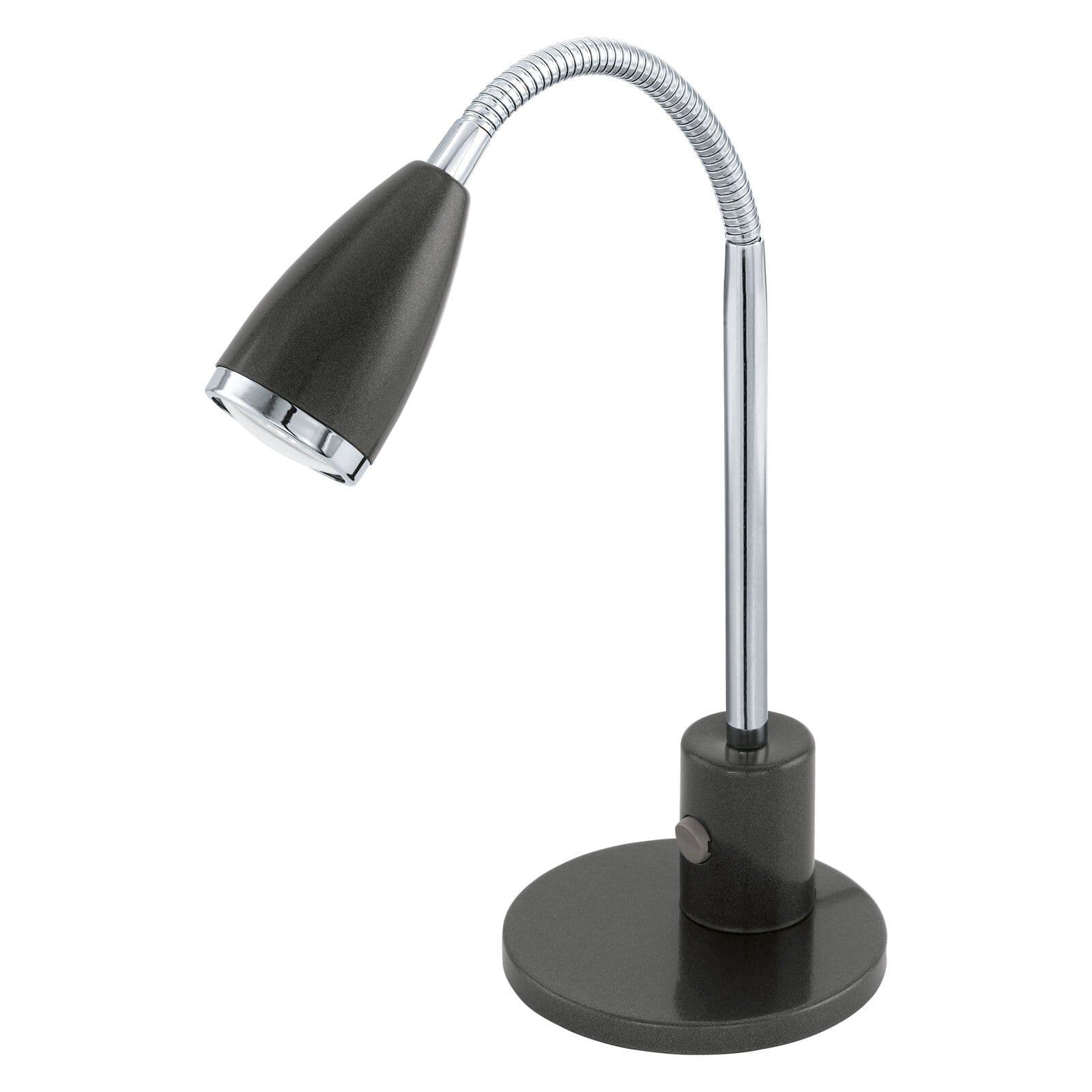Table Lamp Anthracite Chrome Plated Steel Rocker Switch Bulb GU10 1x3W Included
