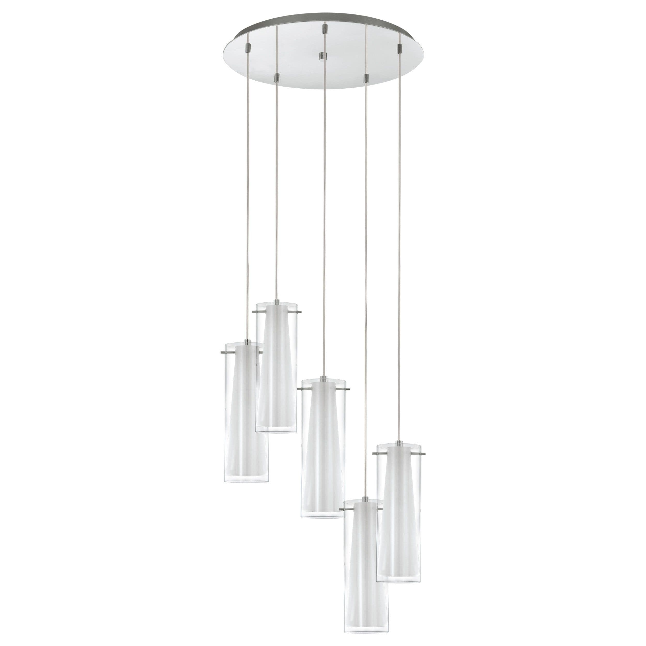 Pendant Light Chrome Plated Steel Clear Glass Opal Matt Bulb E27 5x60W