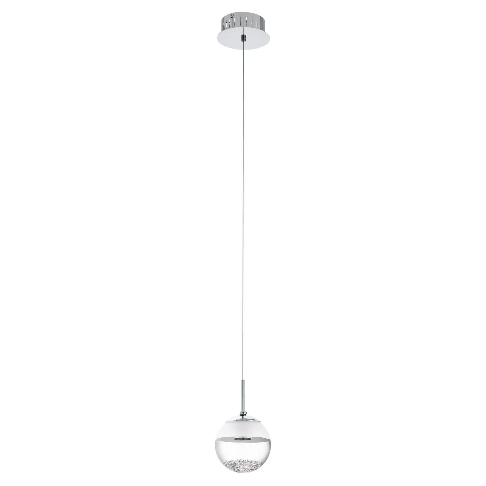 Pendant Light Chrome Shade Clear Glass Crystal Bulb LED 1x5W