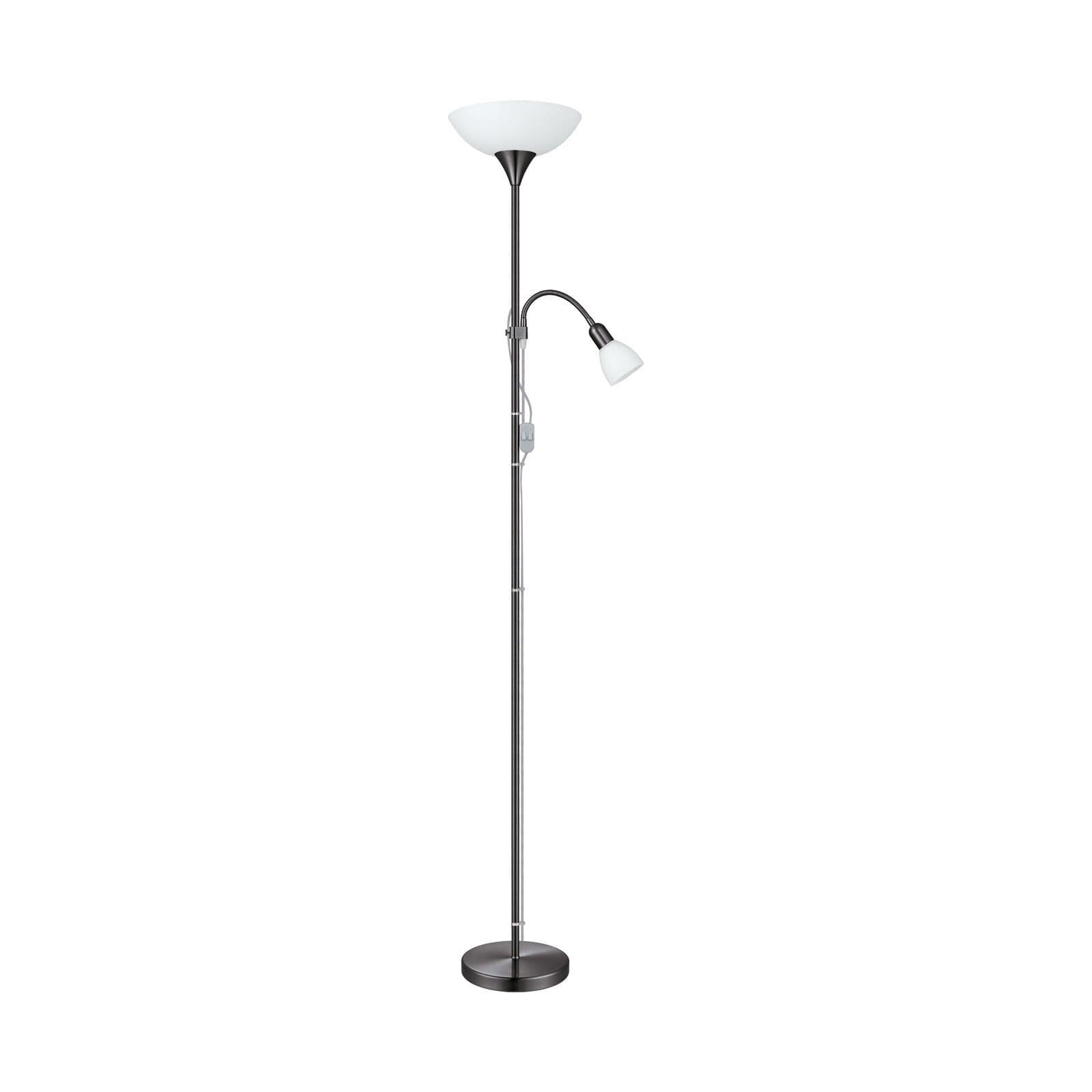 Floor Lamp Light Nickel Shade Plastic Glass Bulb E27 E14 1x60W 1x25W
