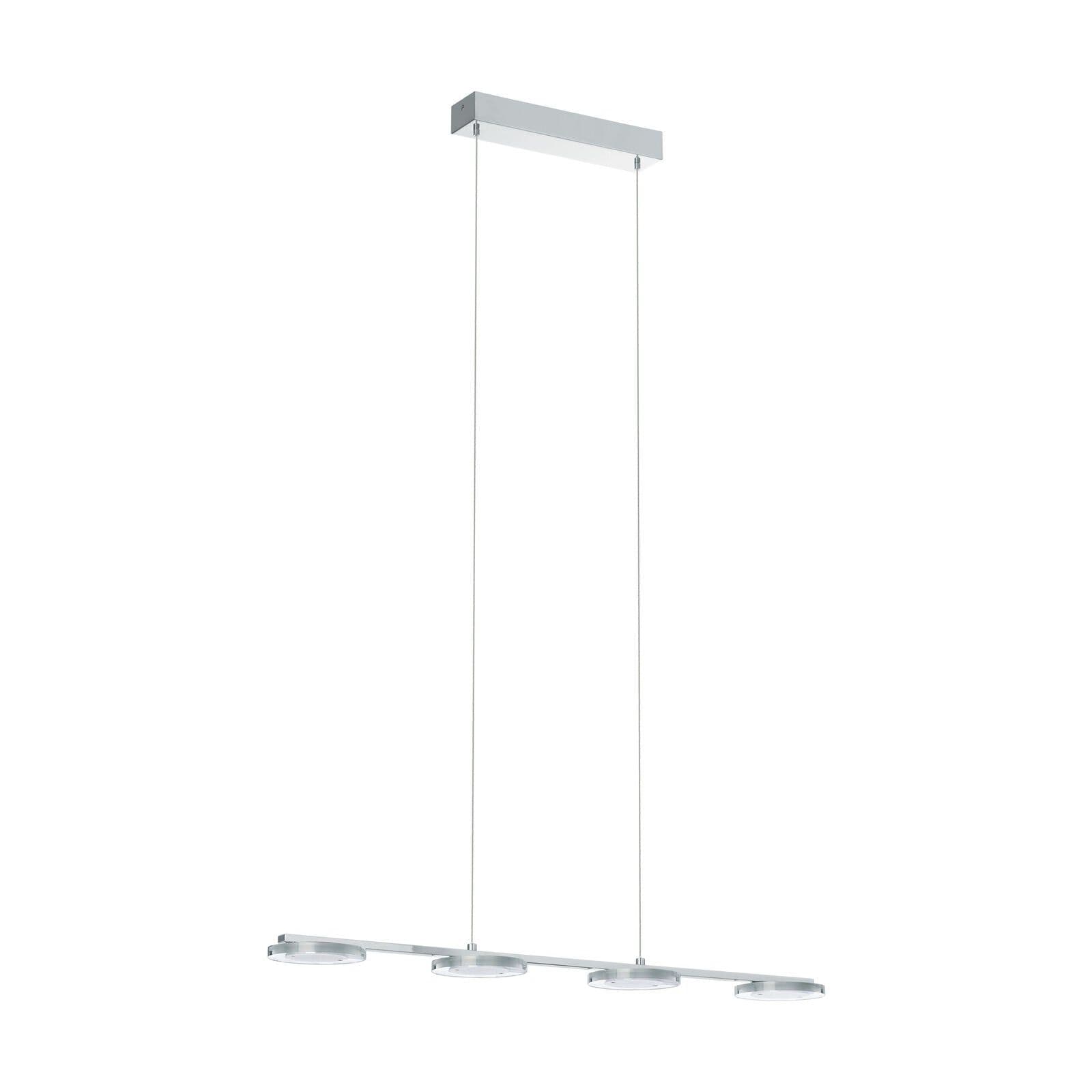 Pendant Light Chrome Shade Clear Satined Plastic Bulb LED 4x4.5W