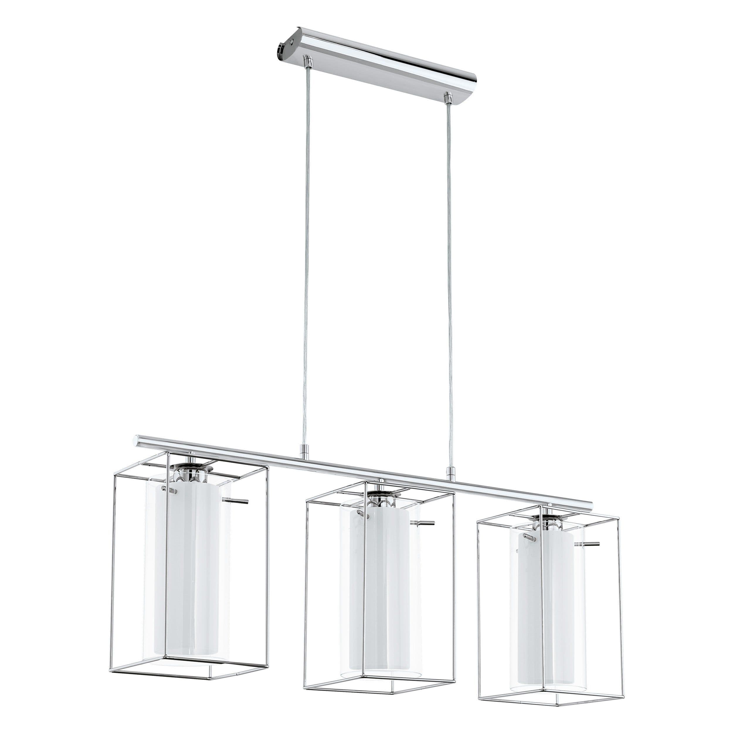 Pendant Light Chrome Shade Clear Glass Satin Glass Bulb E27 3x60W