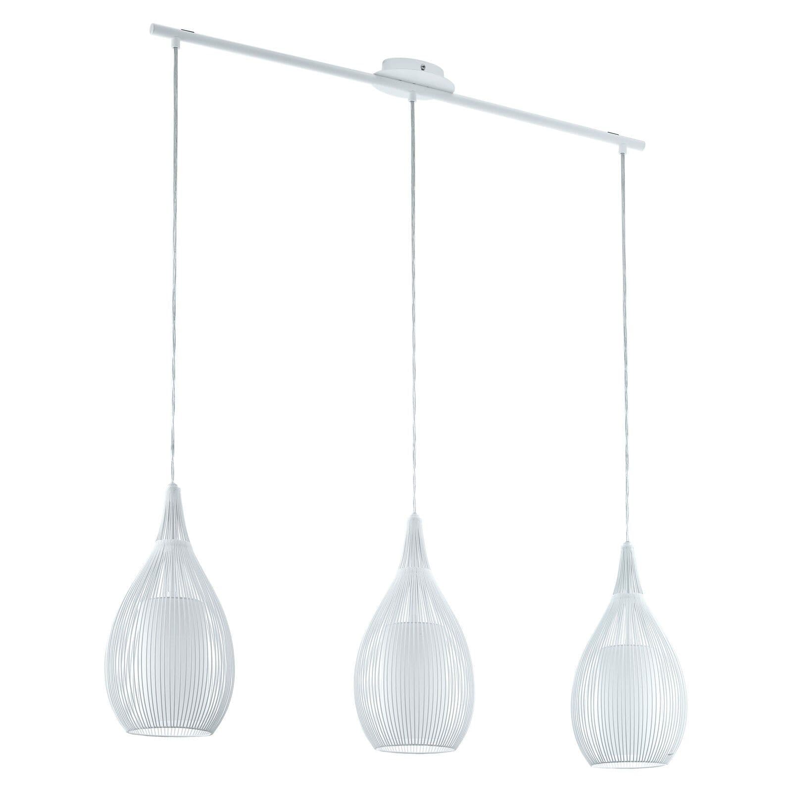 Pendant Light Steel Shade Satin Glass Steel Bulb E27 3x60W