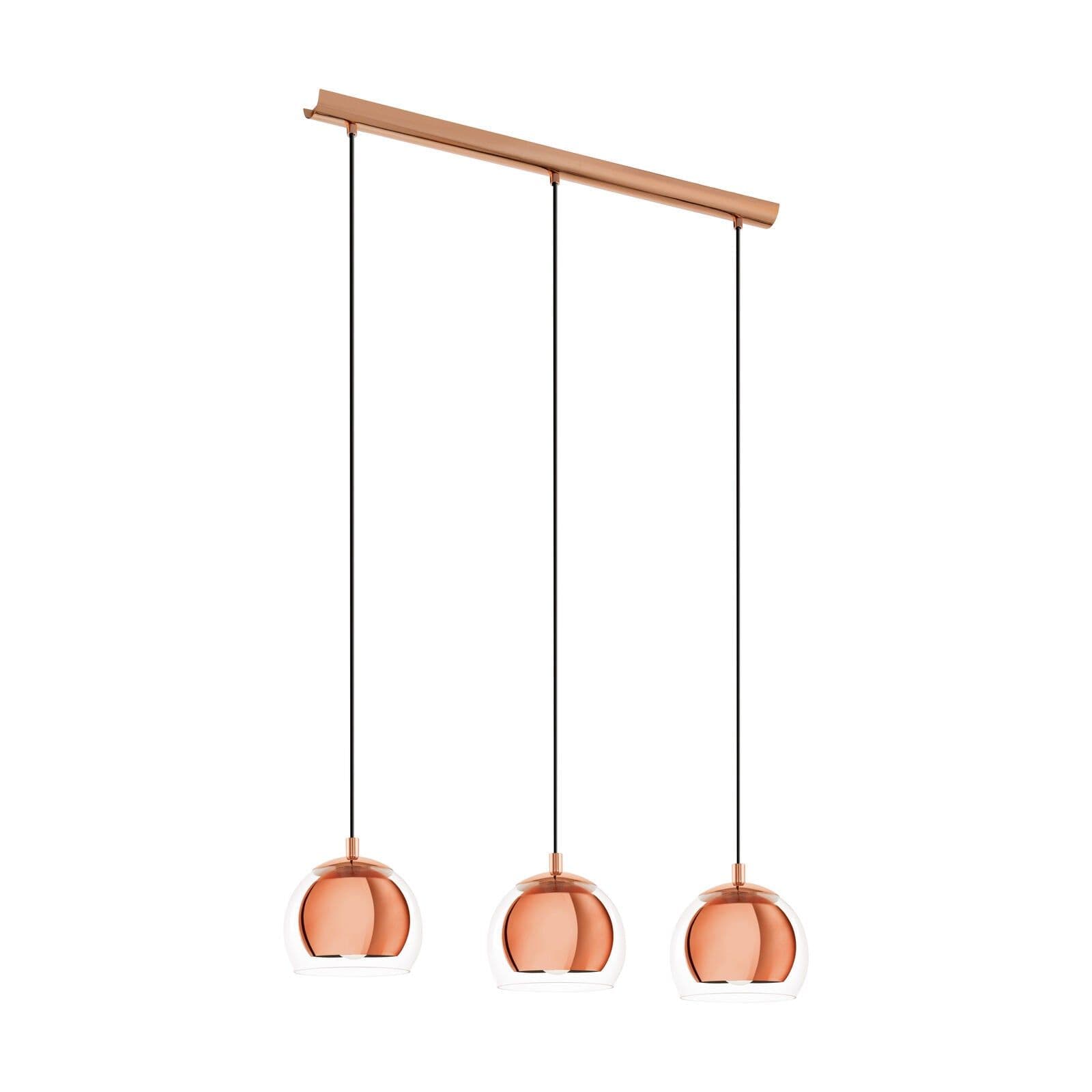 Pendant Ceiling Light Coloured Shade Clear Glass Bulb E27 3x40W