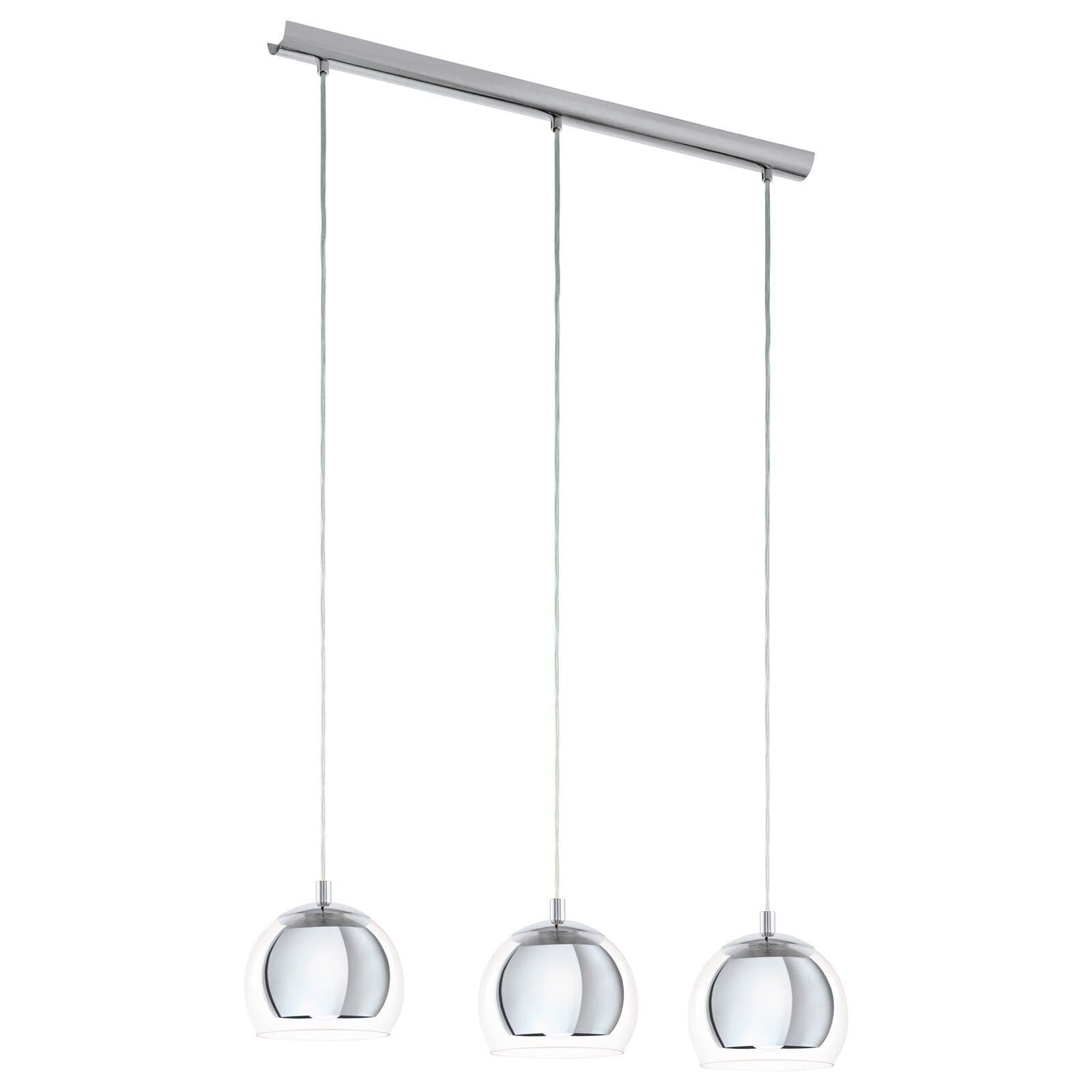 Pendant Ceiling Light Colour Chrome Plated Shade Clear Glass Bulb E27 3x40W