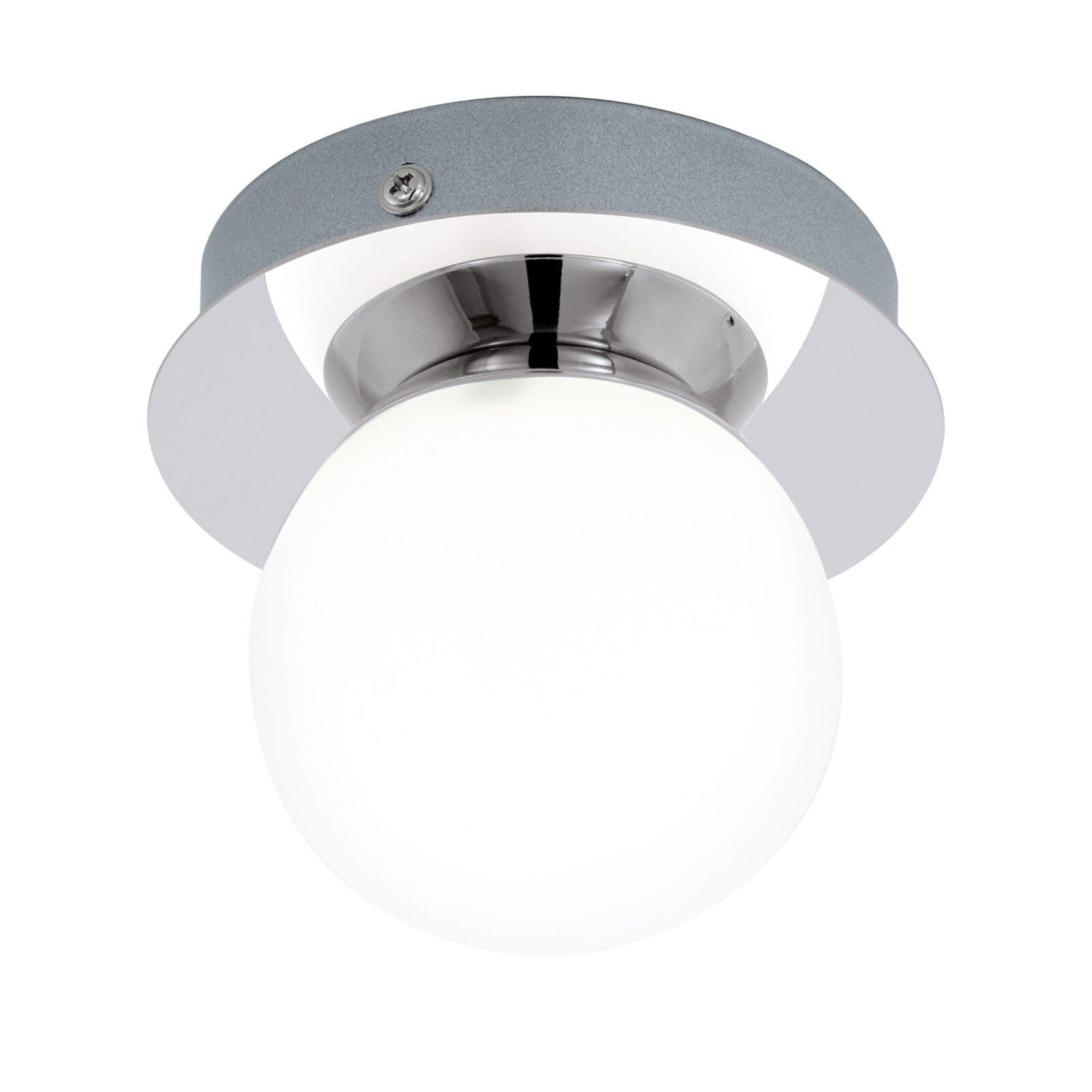 Wall Flush Ceiling Light Chrome & Glass Opal Matt Bulb Shade LED 1x3.3W