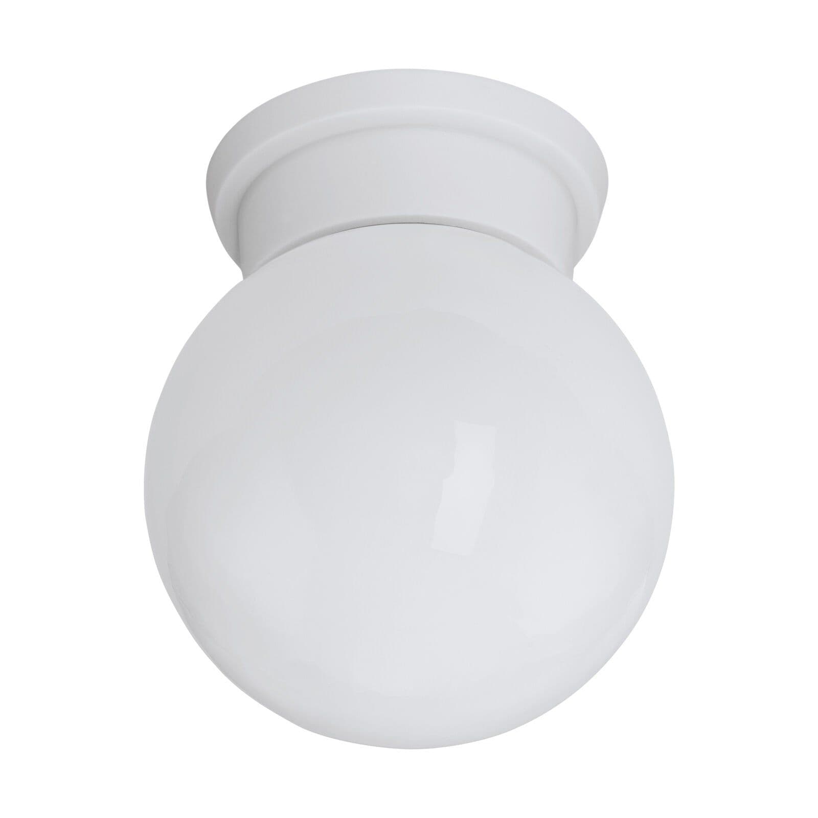 Flush Ceiling Light Round Glass Shade & Plastic Back Plate Bulb E27 28W