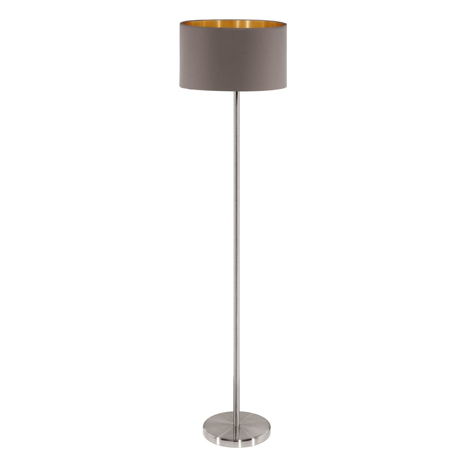 Floor Lamp Light Satin Nickel Shade Cappuccino Fabric Pedal Switch E27