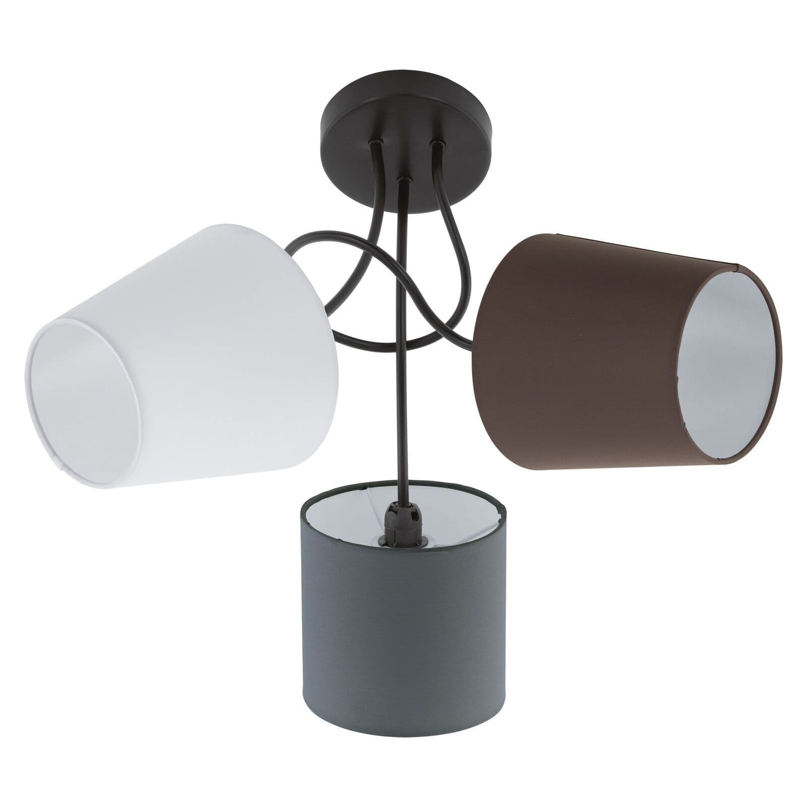 Flush Ceiling Light Shade Anthracite White Brown Fabric Bulb E14 3x40W