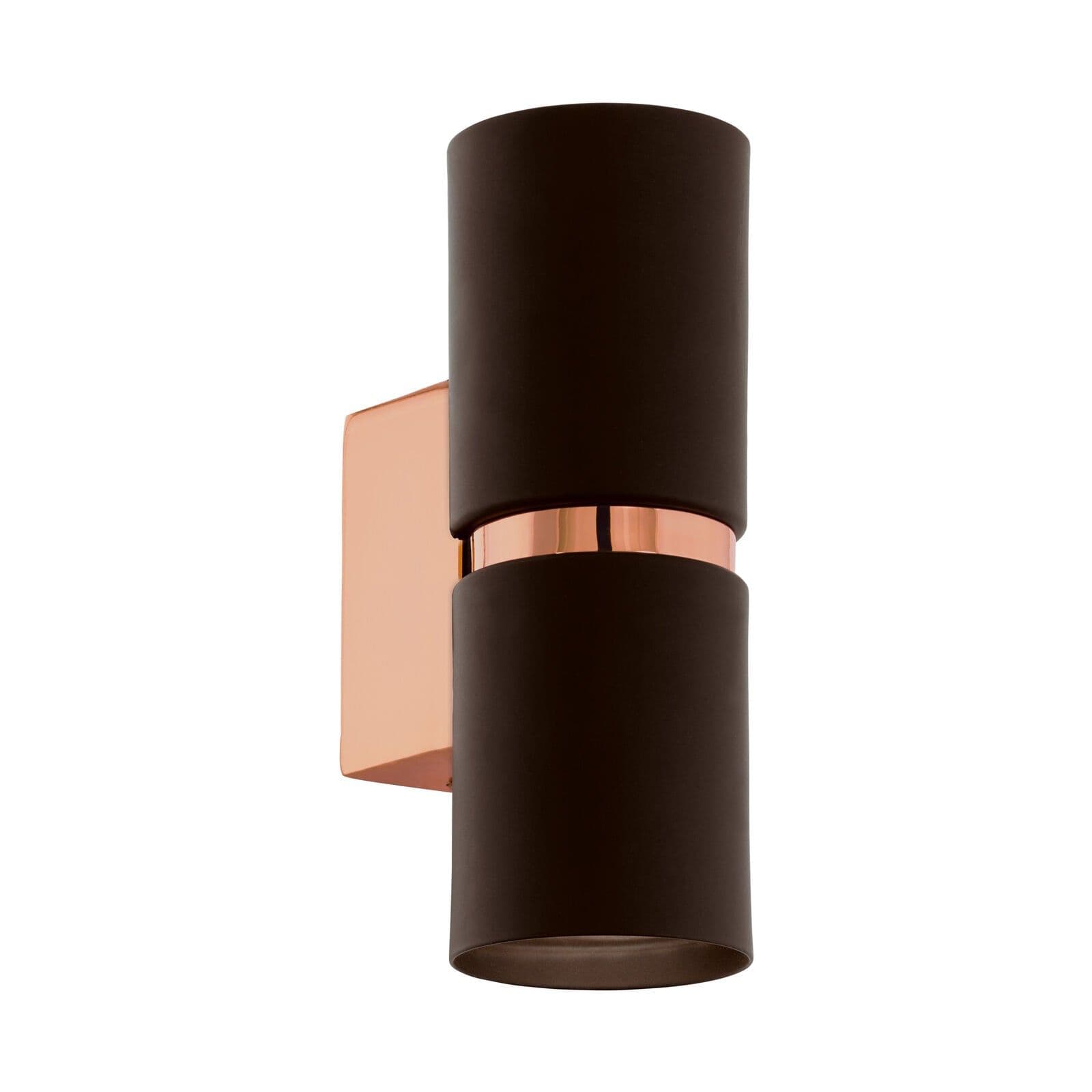Wall Light Copper Coloured Steel Round Shade Bulb GU10 2x3.3W