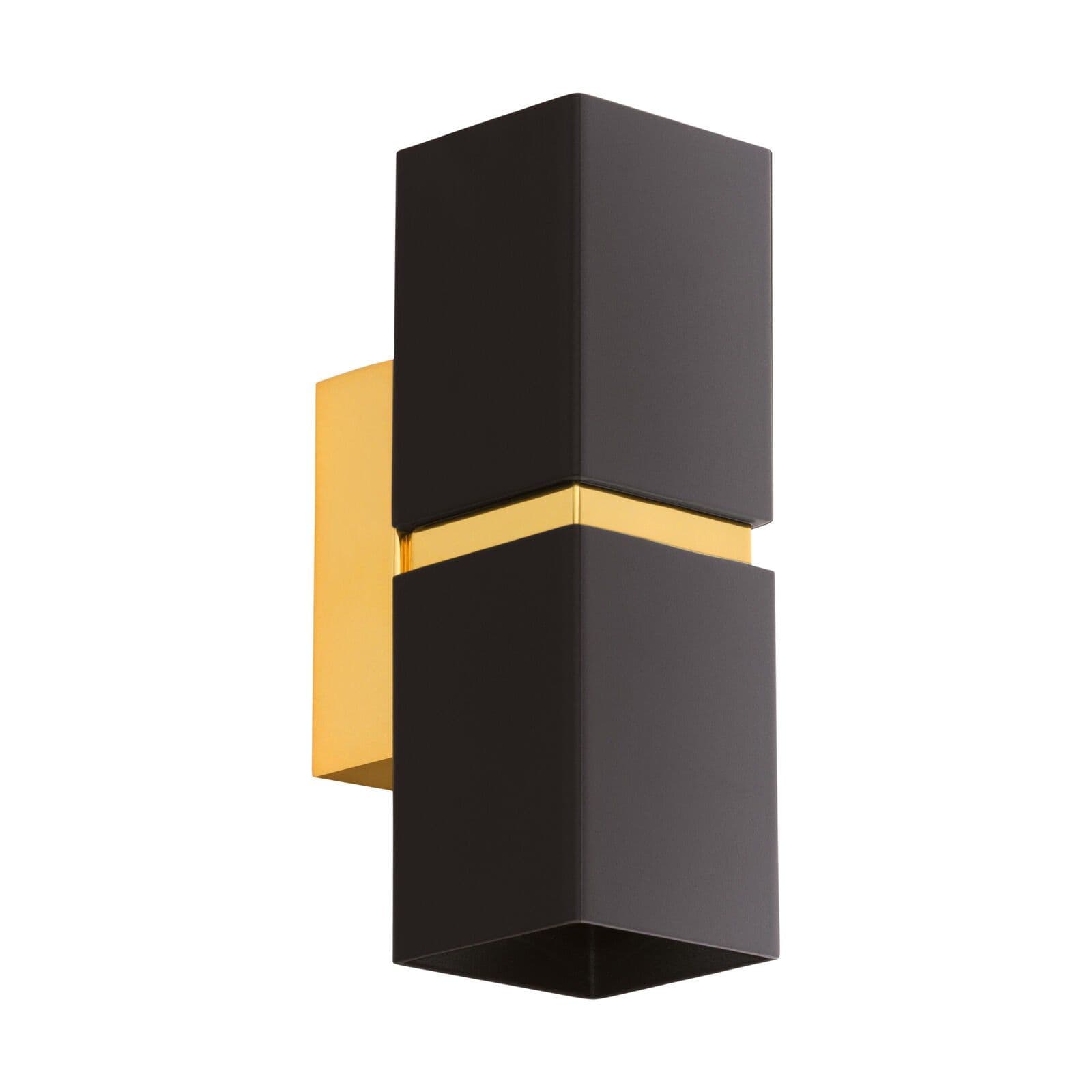 Wall Light Gold Plated Steel Square Shape Shade Bulb GU10 2x3.3W