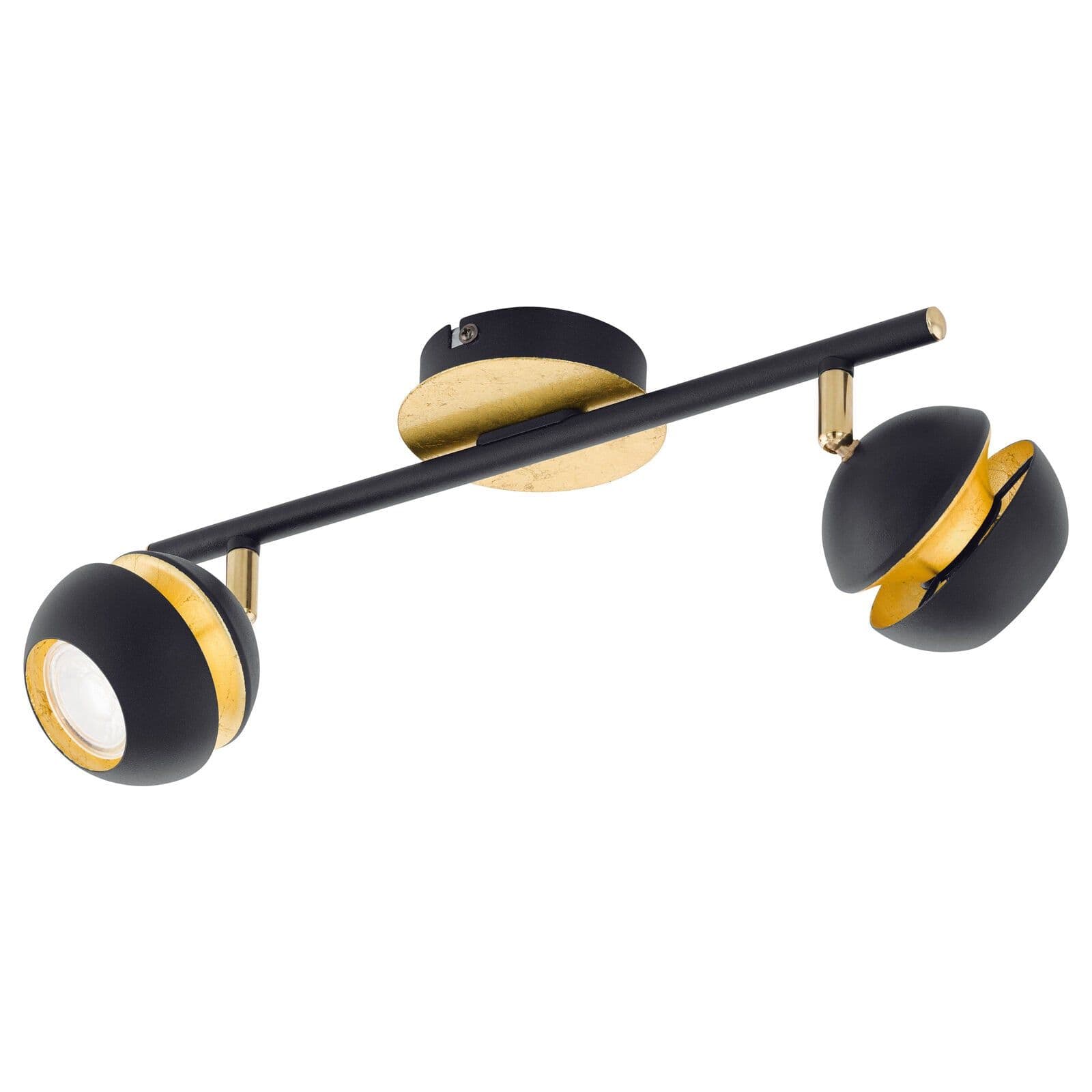 Flush 2 Spot Ceiling Light Gold Shade & Back Plate Bulb GU10 2x3.3W