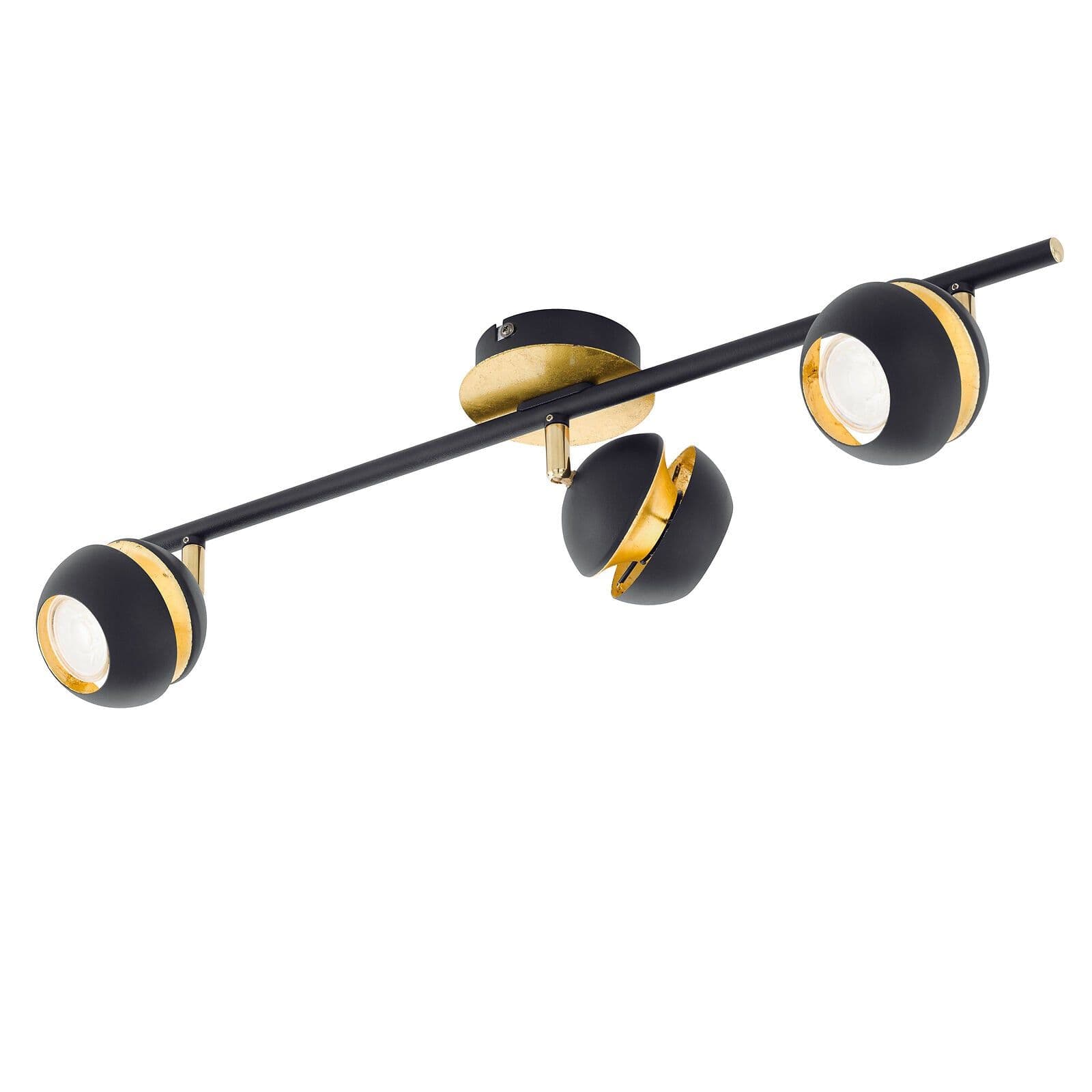 Flush 3 Spot Ceiling Light Gold Shade & Back Plate Bulb GU10 3x3.3W