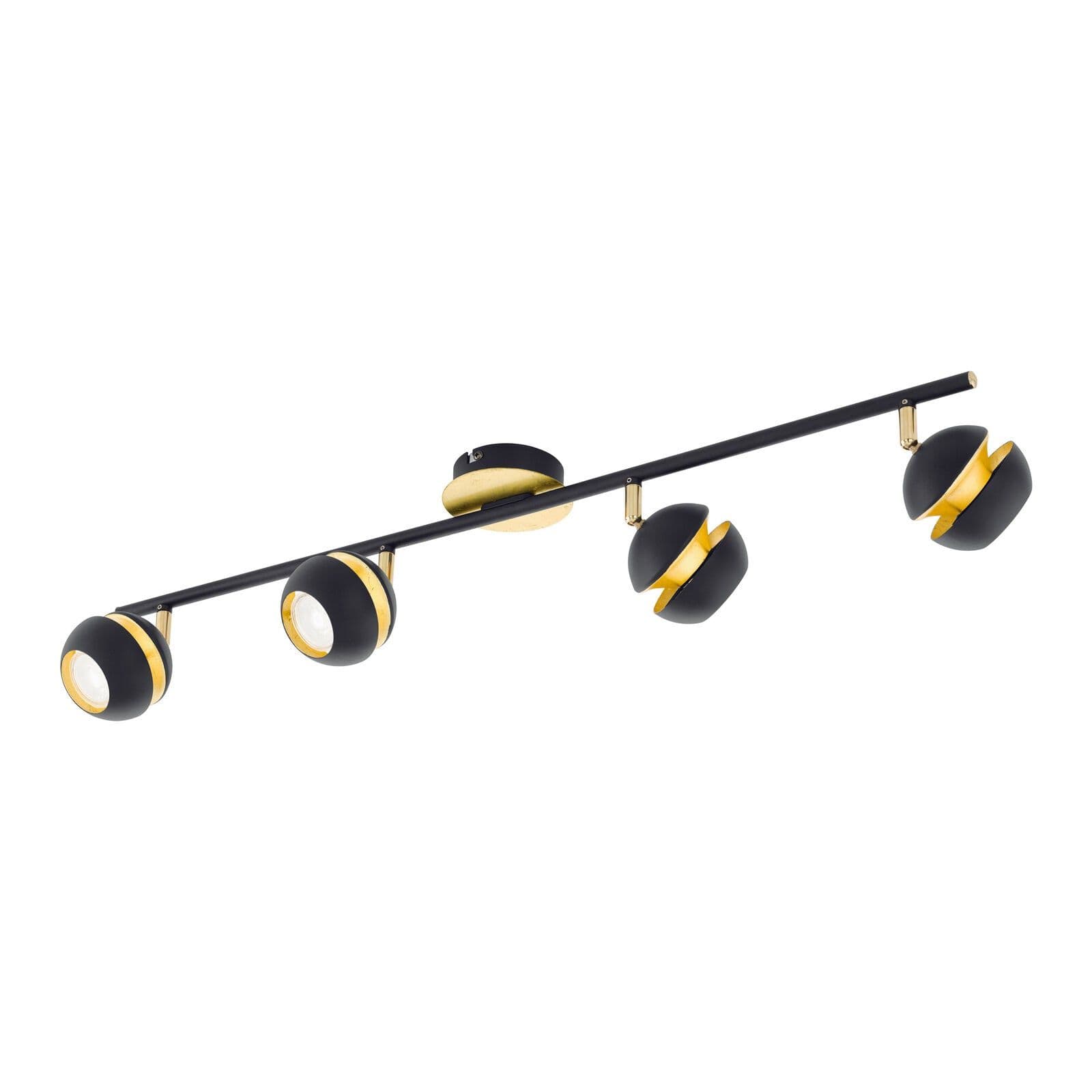 Flush 4 Spot Ceiling Light Gold Shade & Back Plate Bulb GU10 4x3.3W