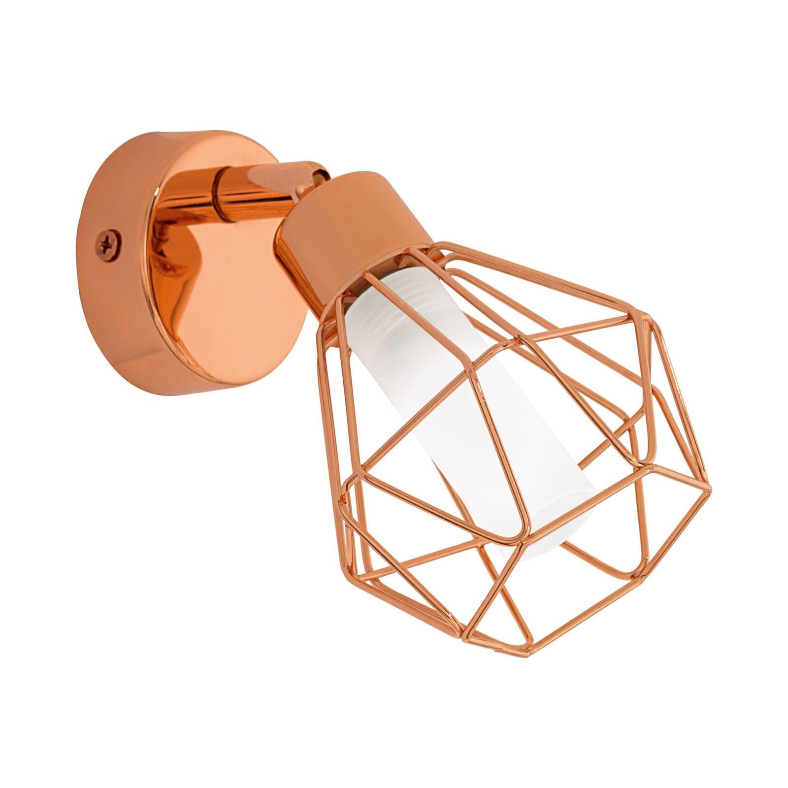 Wall 1 Spot Light Copper Steel Shade Satin Glass Bulb G9 1x3W Included