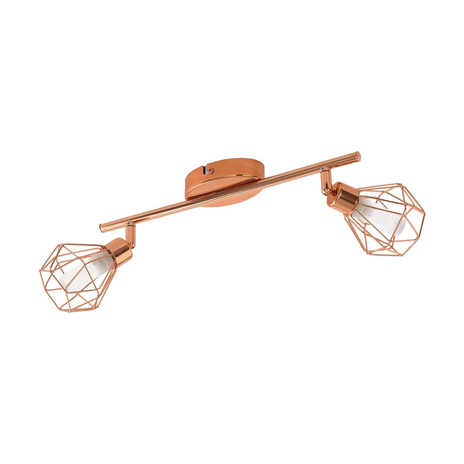 Flush 2 Spot Ceiling Light Copper Steel Shade Satin Glass Bulb G9 2x3W