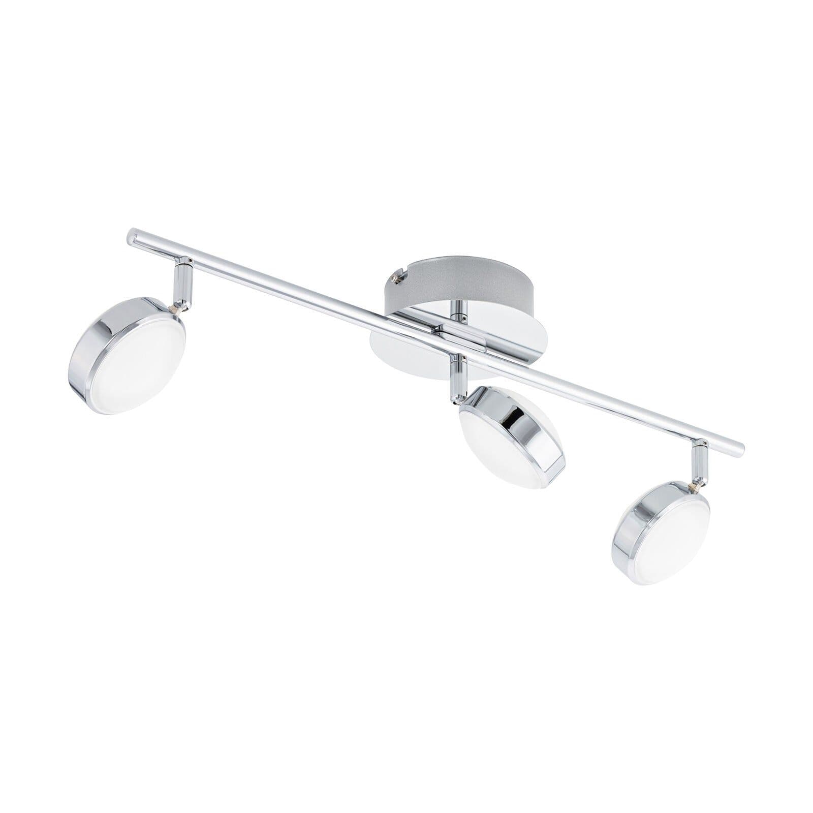 Flush 3 Spot Ceiling Light Chrome Shade Satined Plastic Bulb LED 3x5.4W