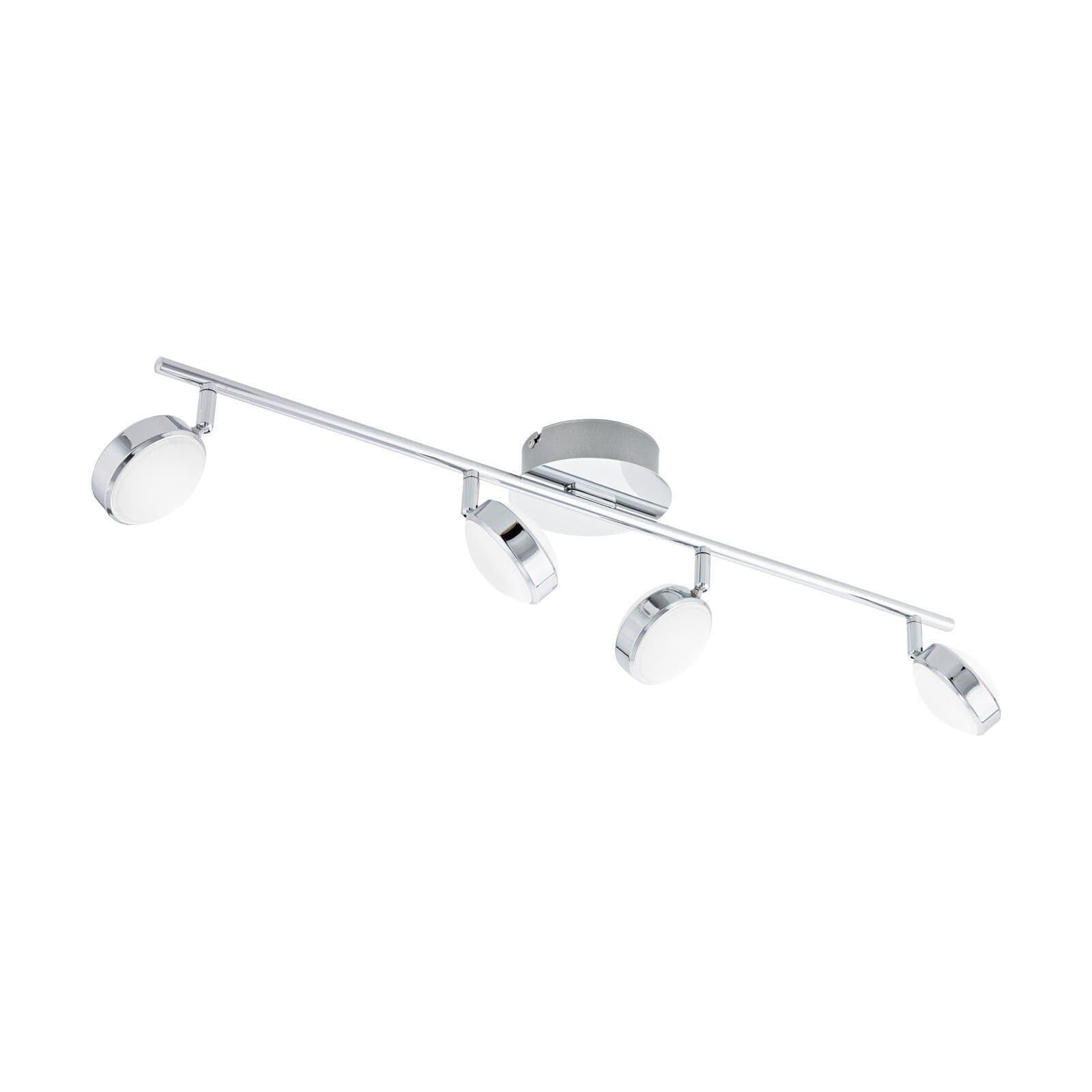 Flush 4 Spot Ceiling Light Chrome Shade Satined Plastic Bulb LED 4x5.4W