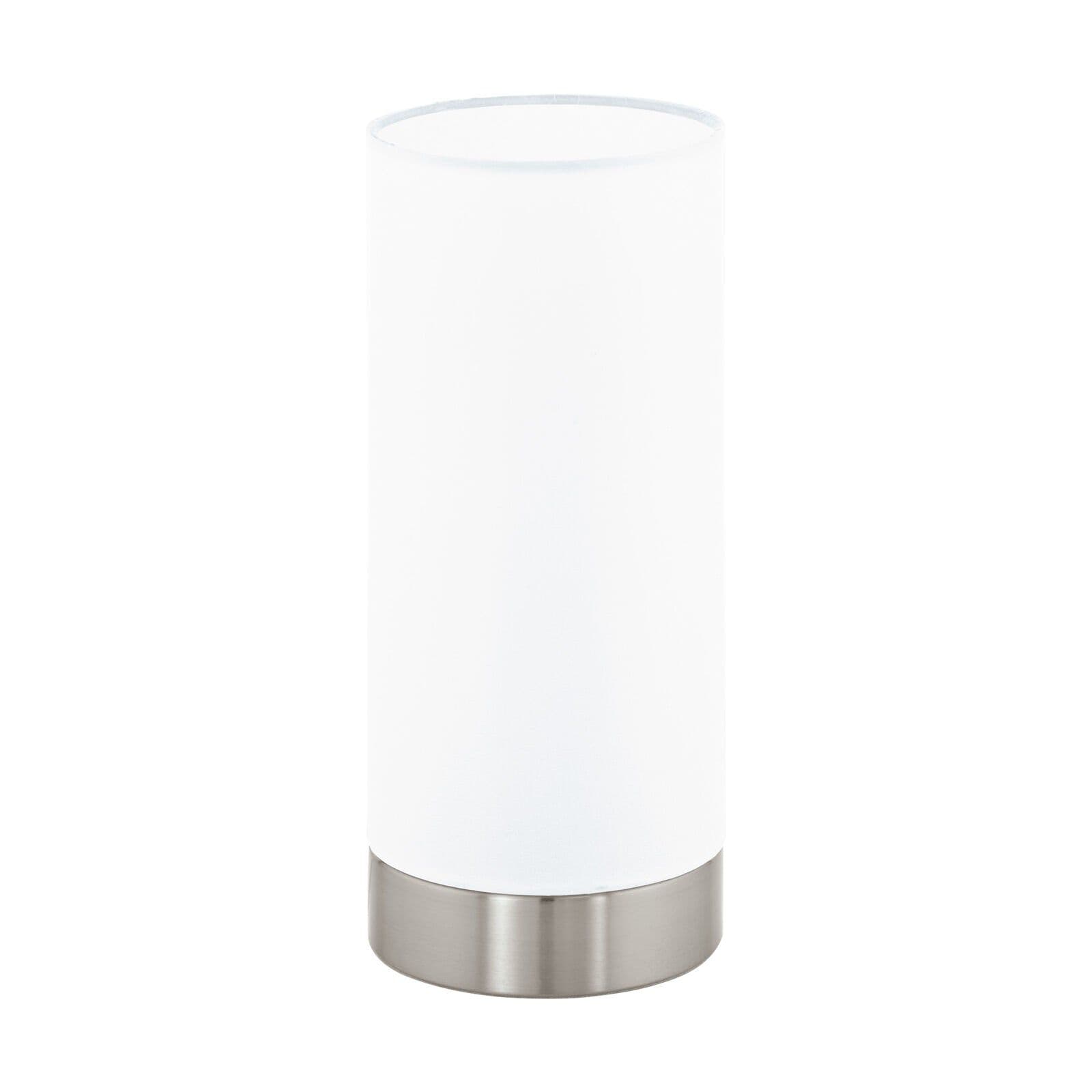 Table Lamp Satin Nickel Shade Round Satin Glass Bulb E27 1x60W